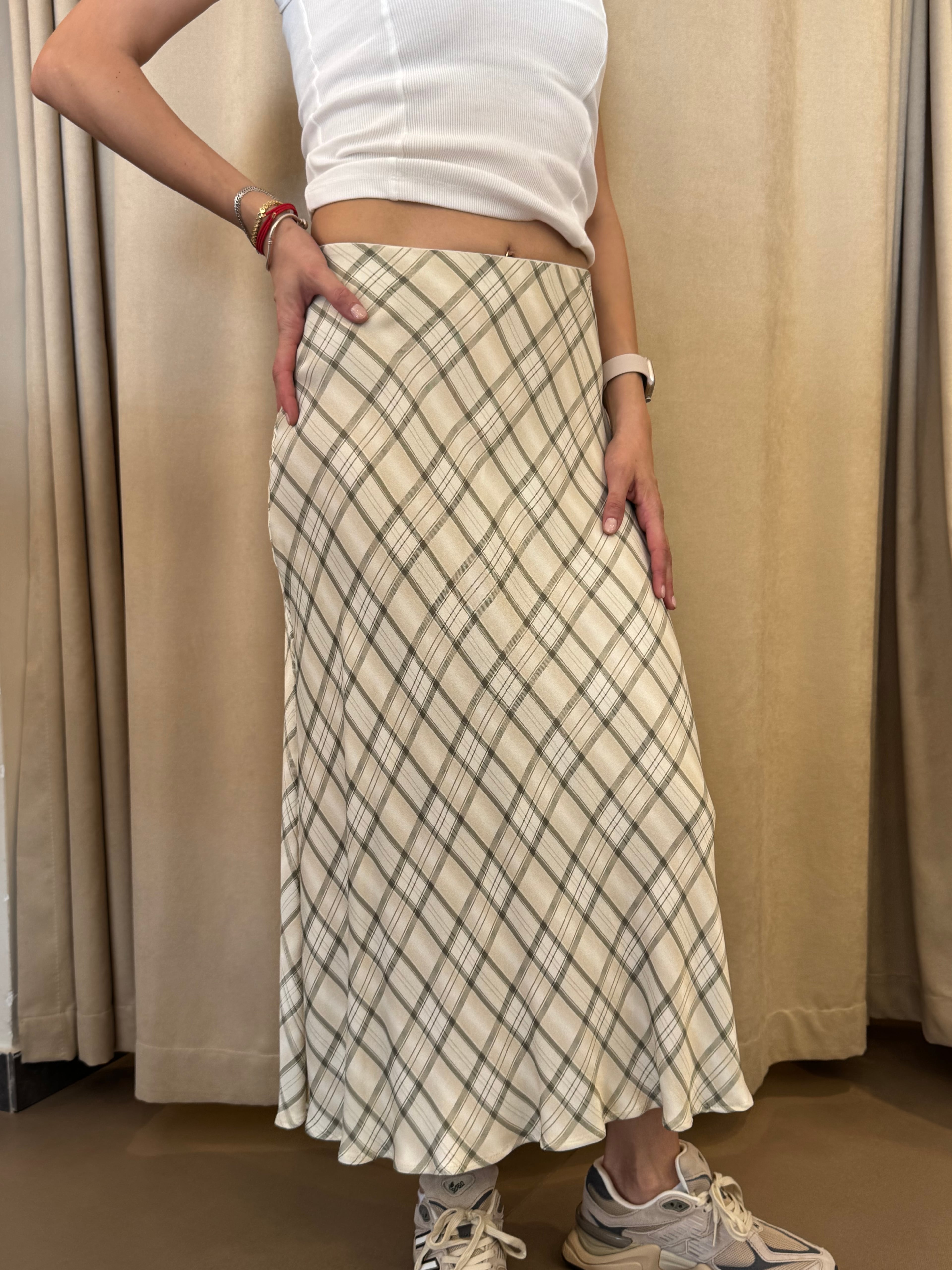 Ekose Saten Etek-Ekru