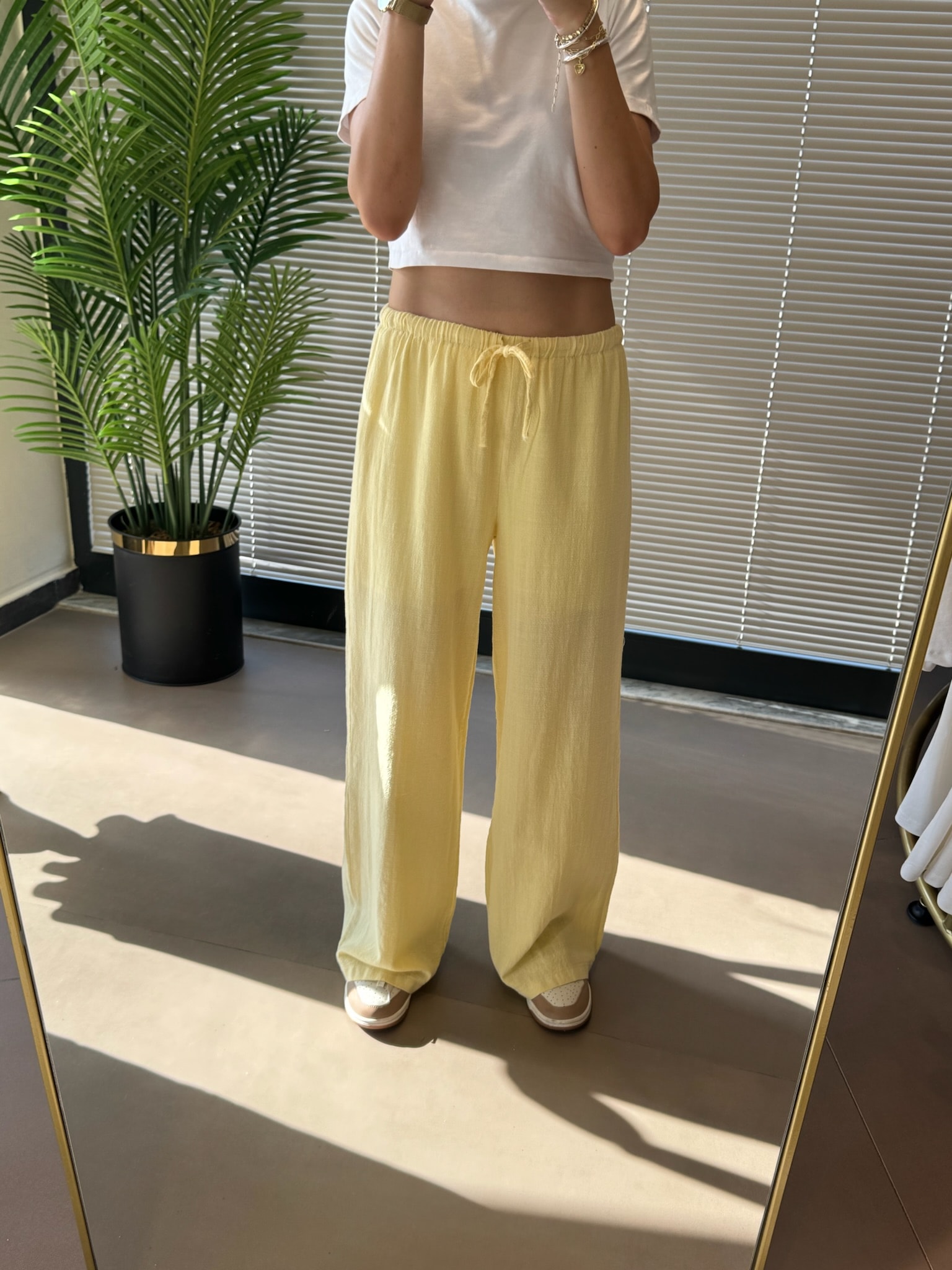 Keten Pantolon-Butter Yellow