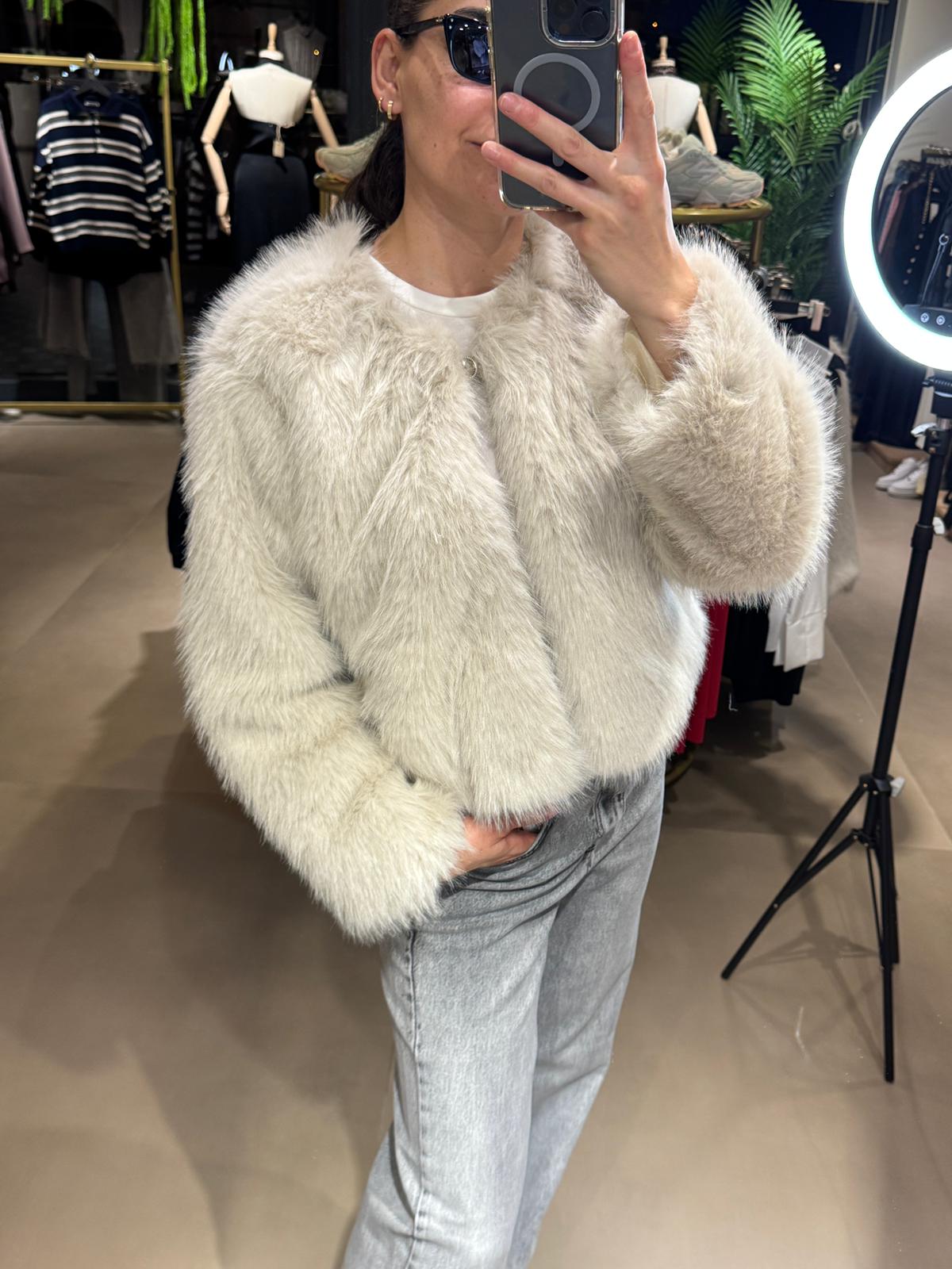 Peluş Kürk Ceket-Taş