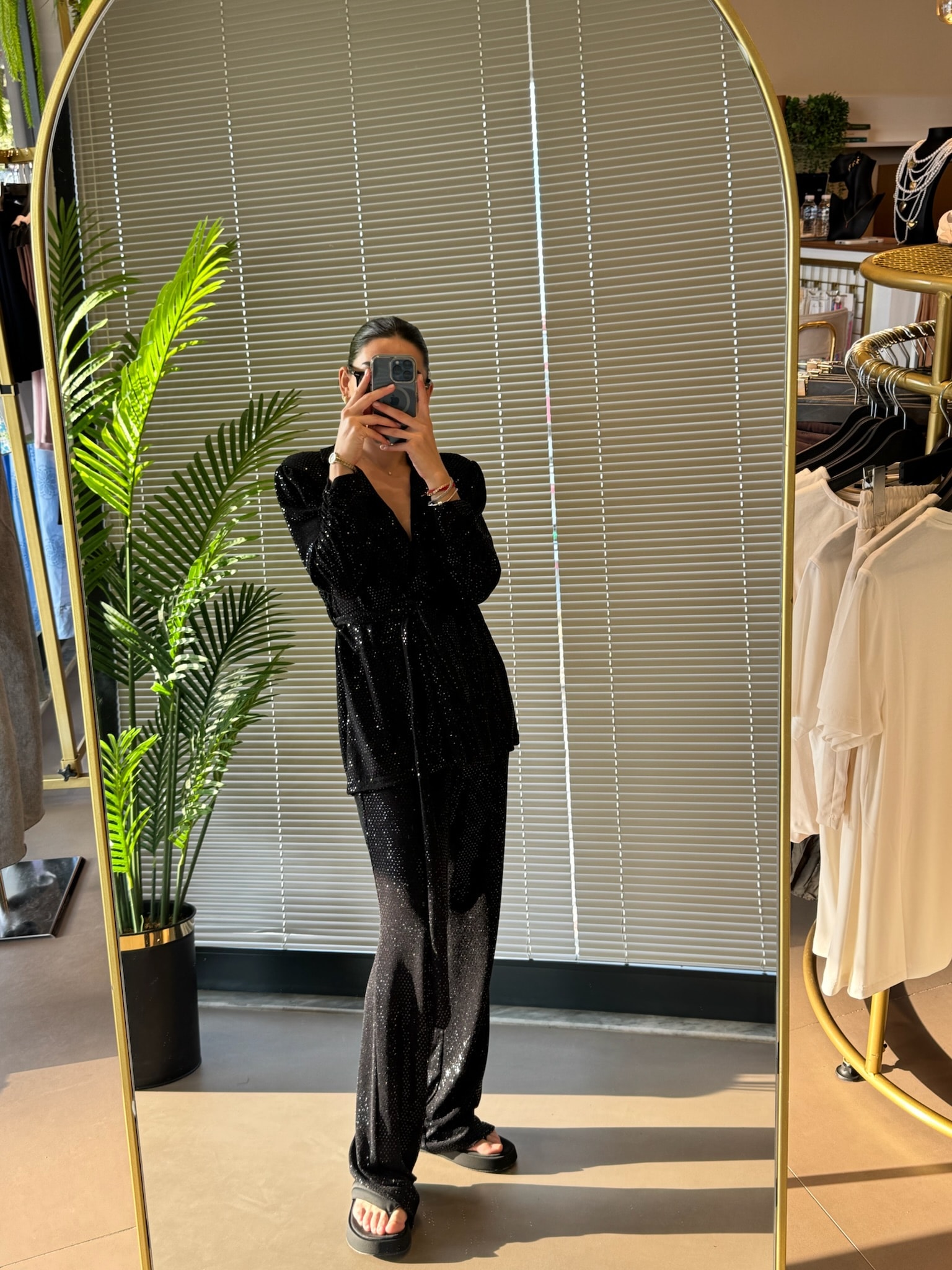 Marka Muadil Payet Ceket Takım-Siyah