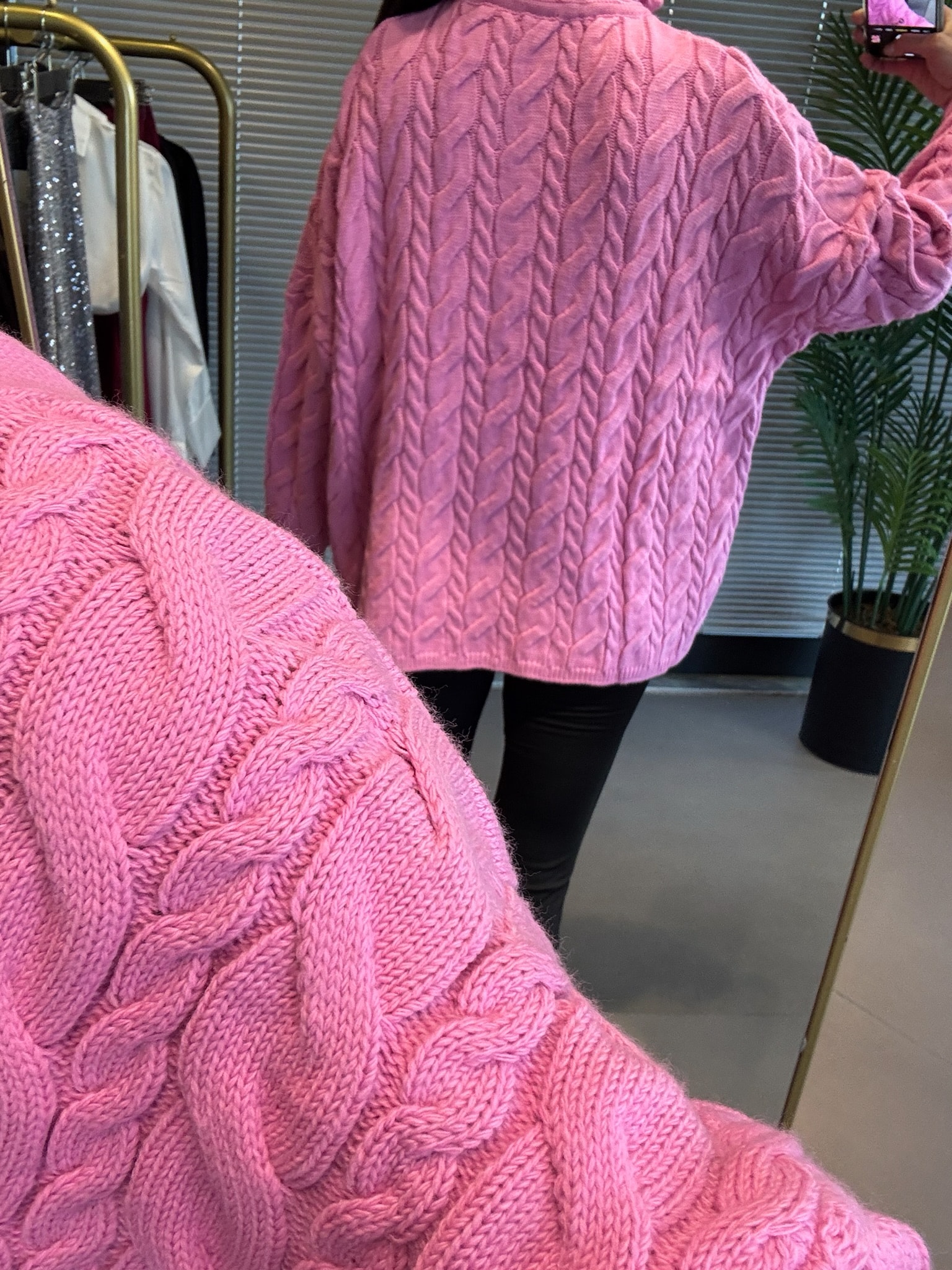 Örgü Fermuar Detaylı Pamuklu Kazak | Pembe