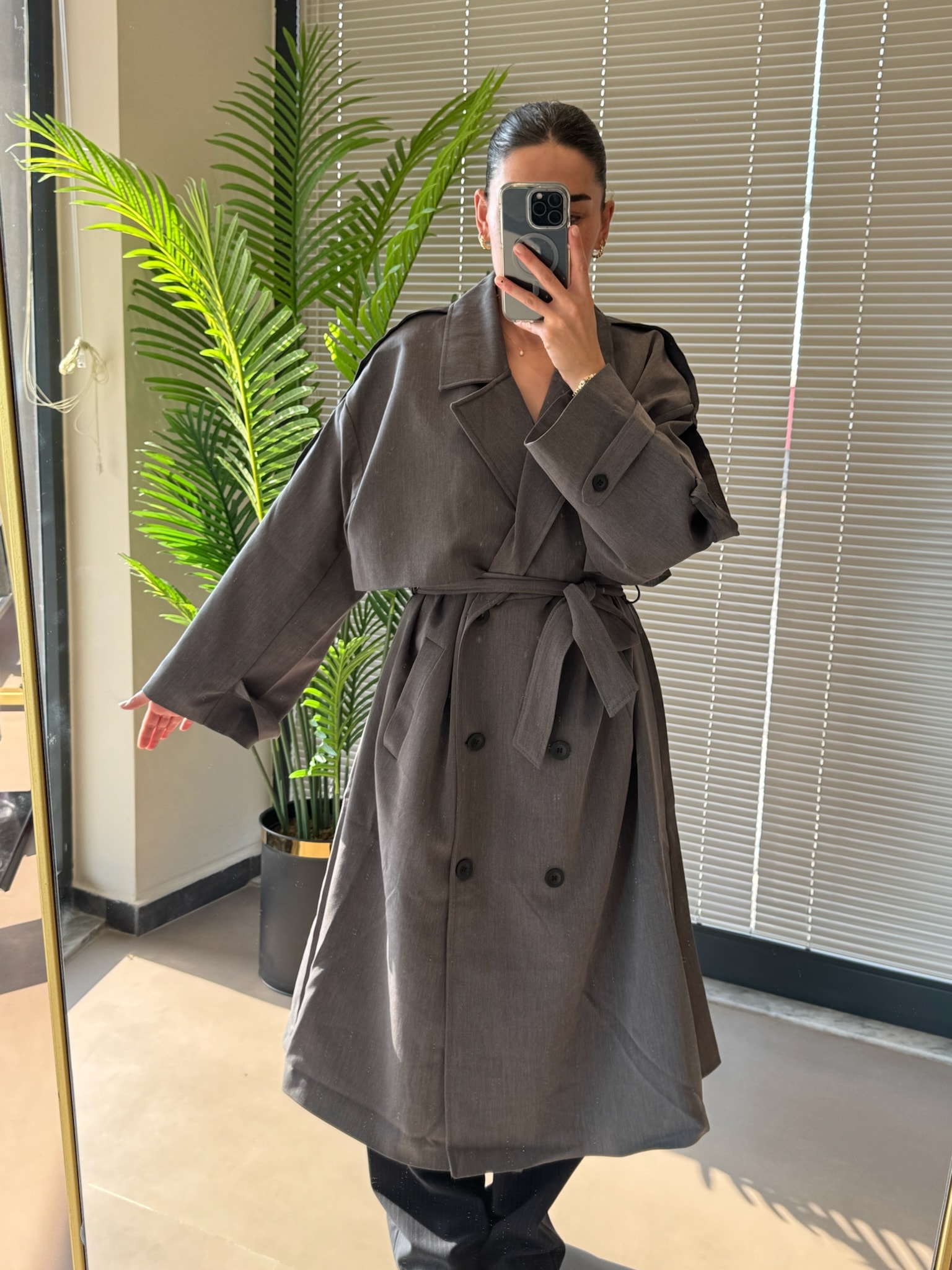 Oversize Trençkot-Premıum Collection - Antrasit