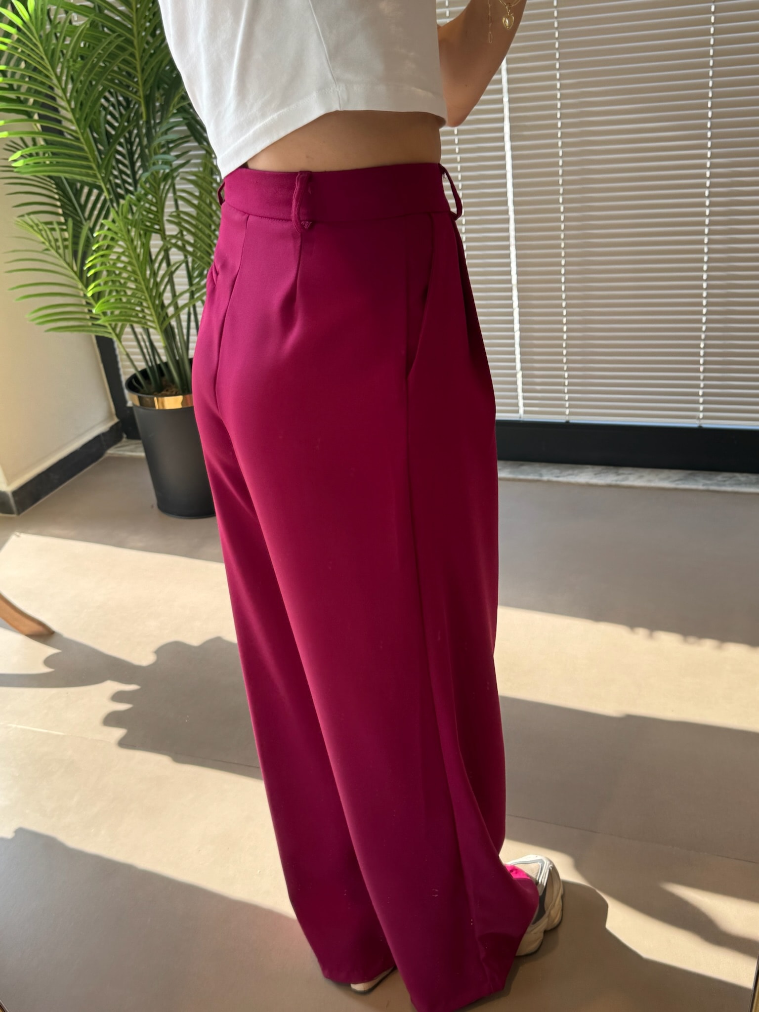 Pileli Palazzo Pantolon-Vişne