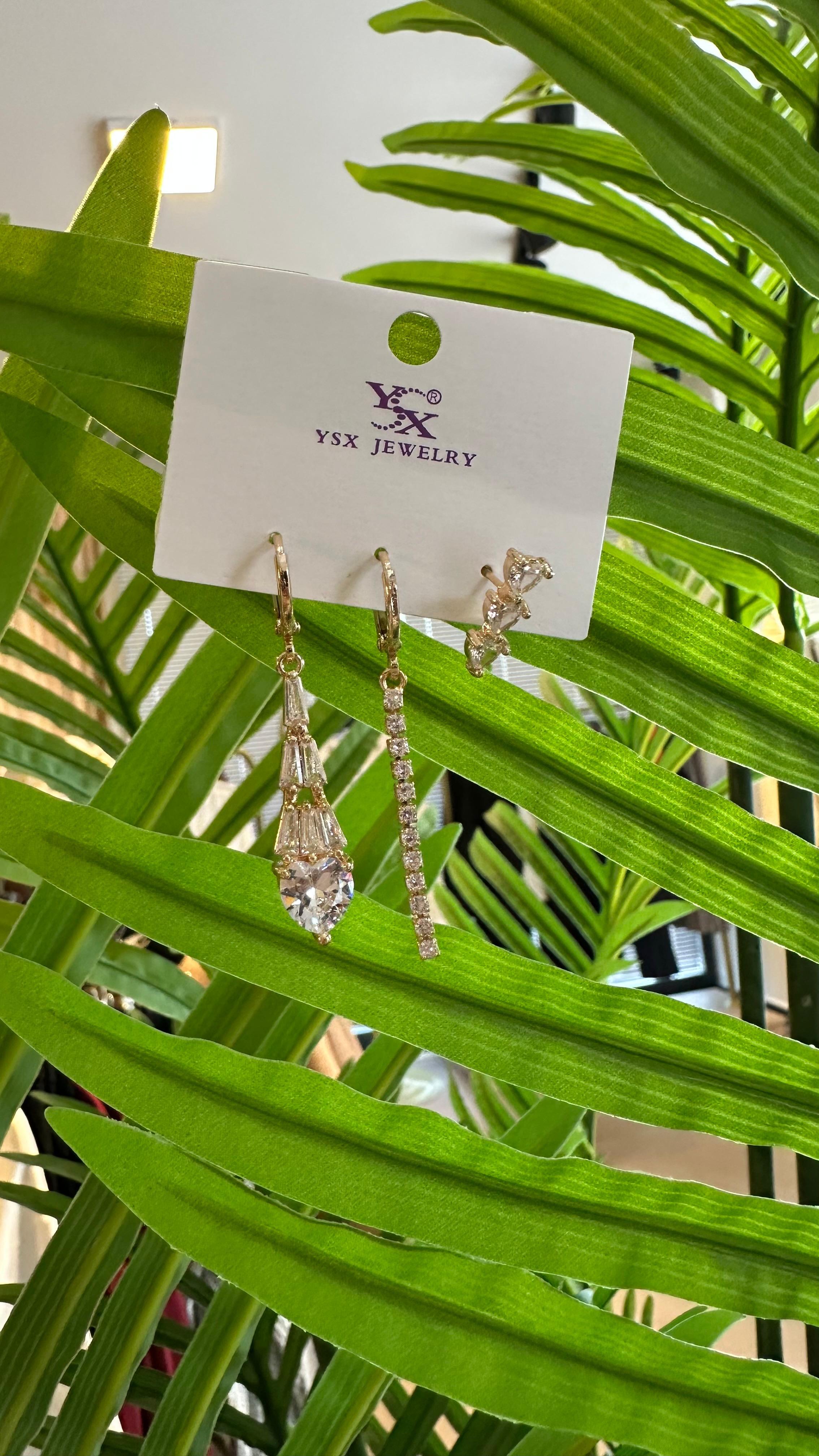 Ysx 3'lü Küpe Seti-Gold