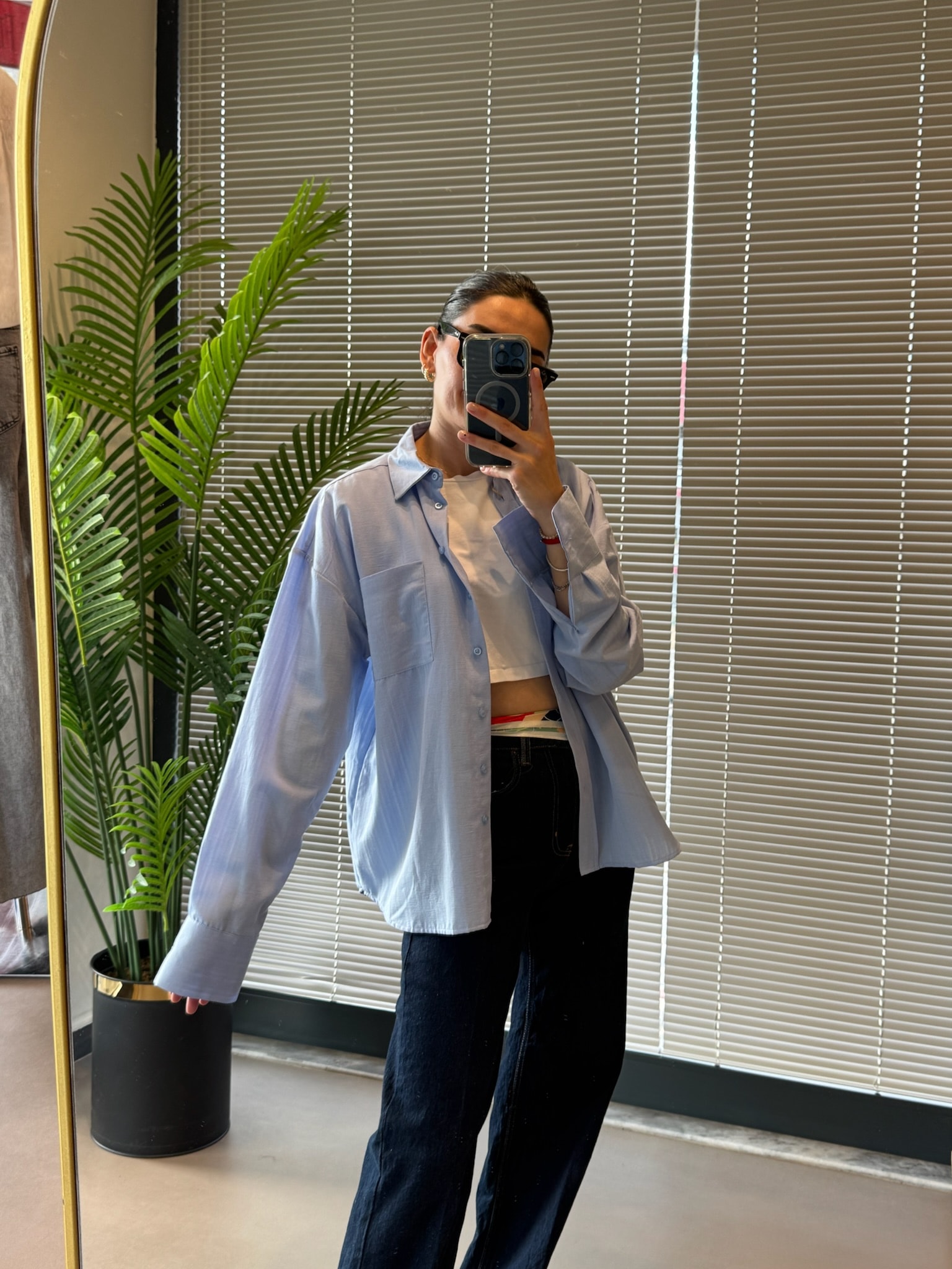 Orijinal Marka Keten Gömlek - Mavi