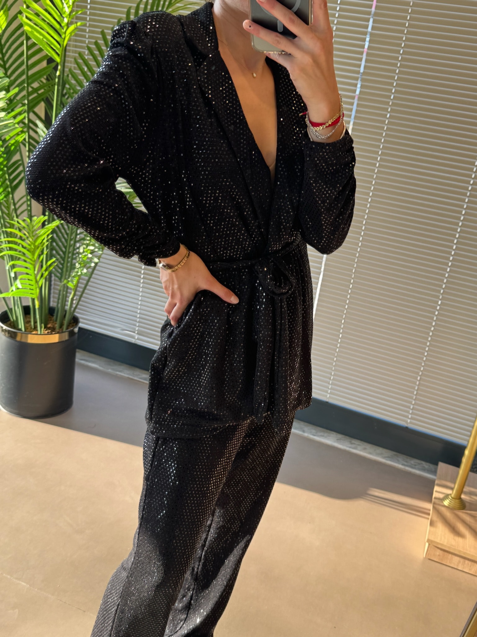 Marka Muadil Payet Ceket Takım-Siyah