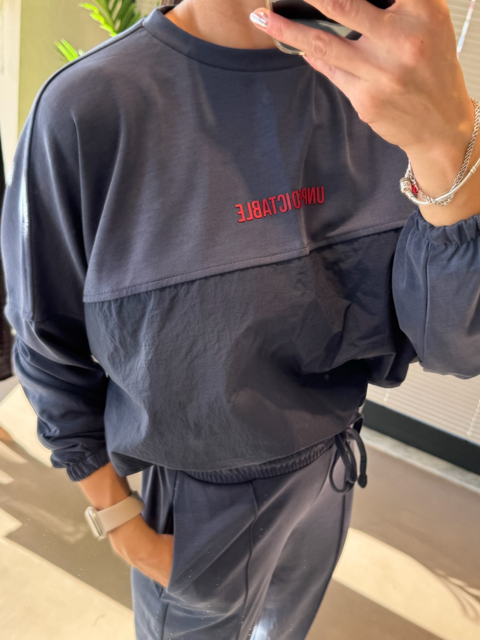 Paraşüt Kumaş Detaylı Eşofman Takım-Lacivert