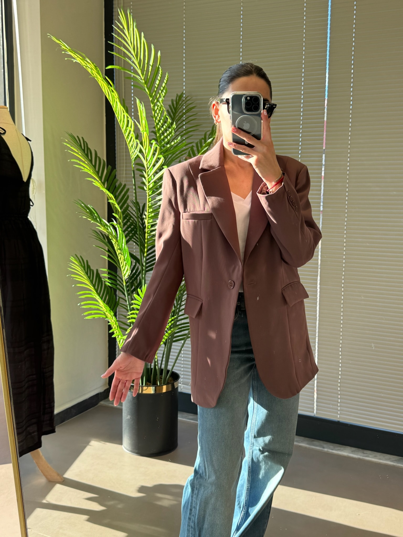 Premıum Collectıon-Orijinal Marka Double Kumaş Blazer Ceket - kahve