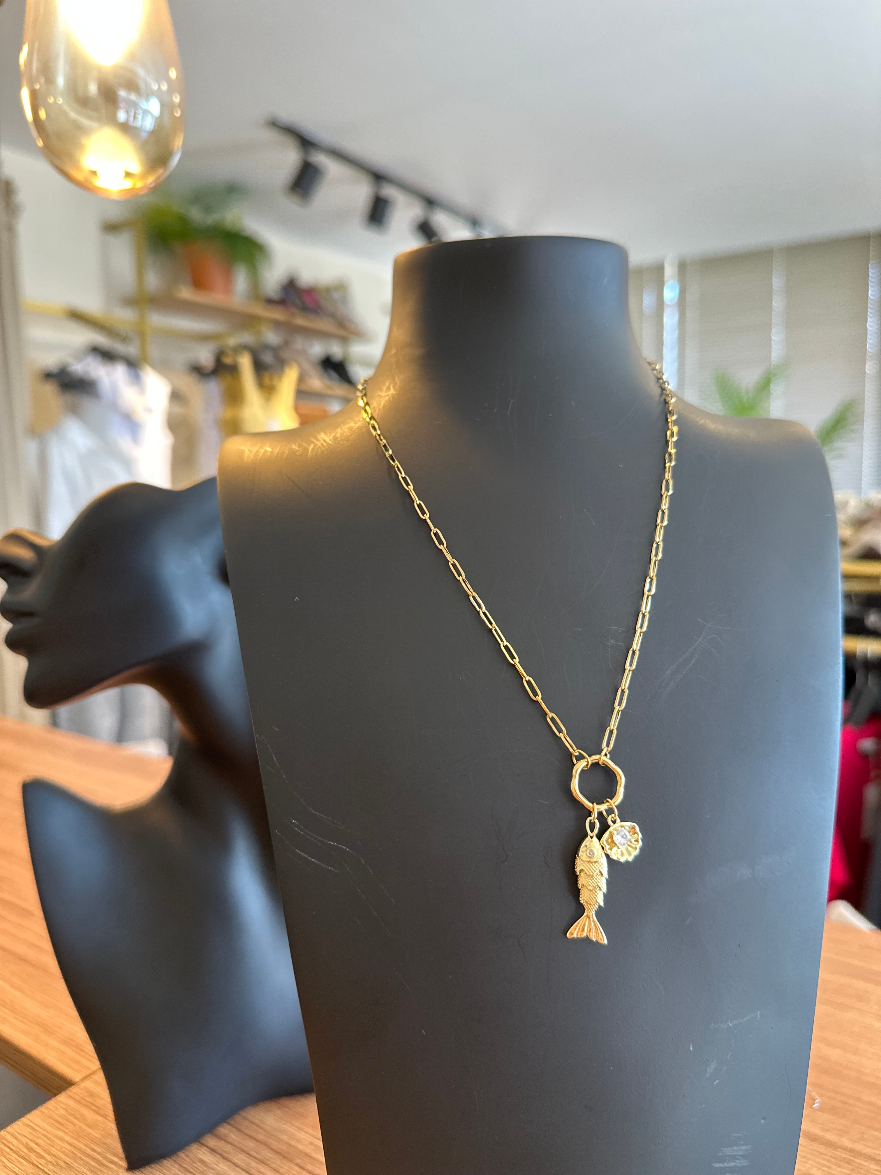 Balık Kolye Çelik-Gold