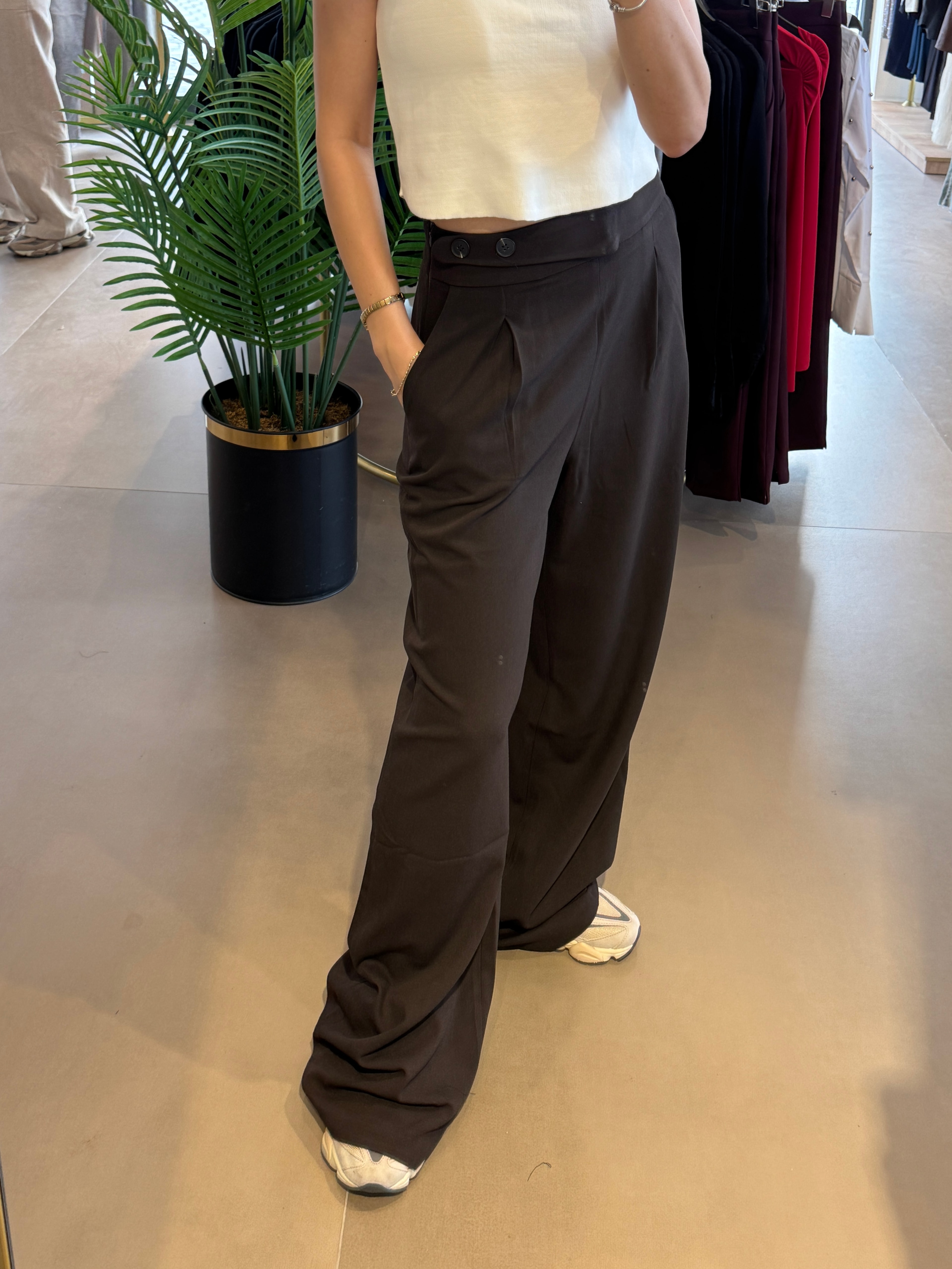 Kemer Detay Pantolon |Premium Collection - Koyu Kahve