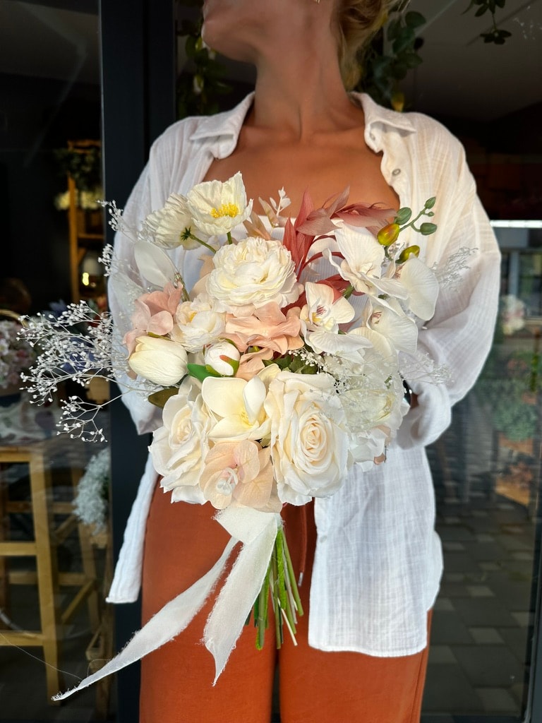 Beyaz Cipso Salaş Gelin Buketi | Açıklamayı Okuyunuz