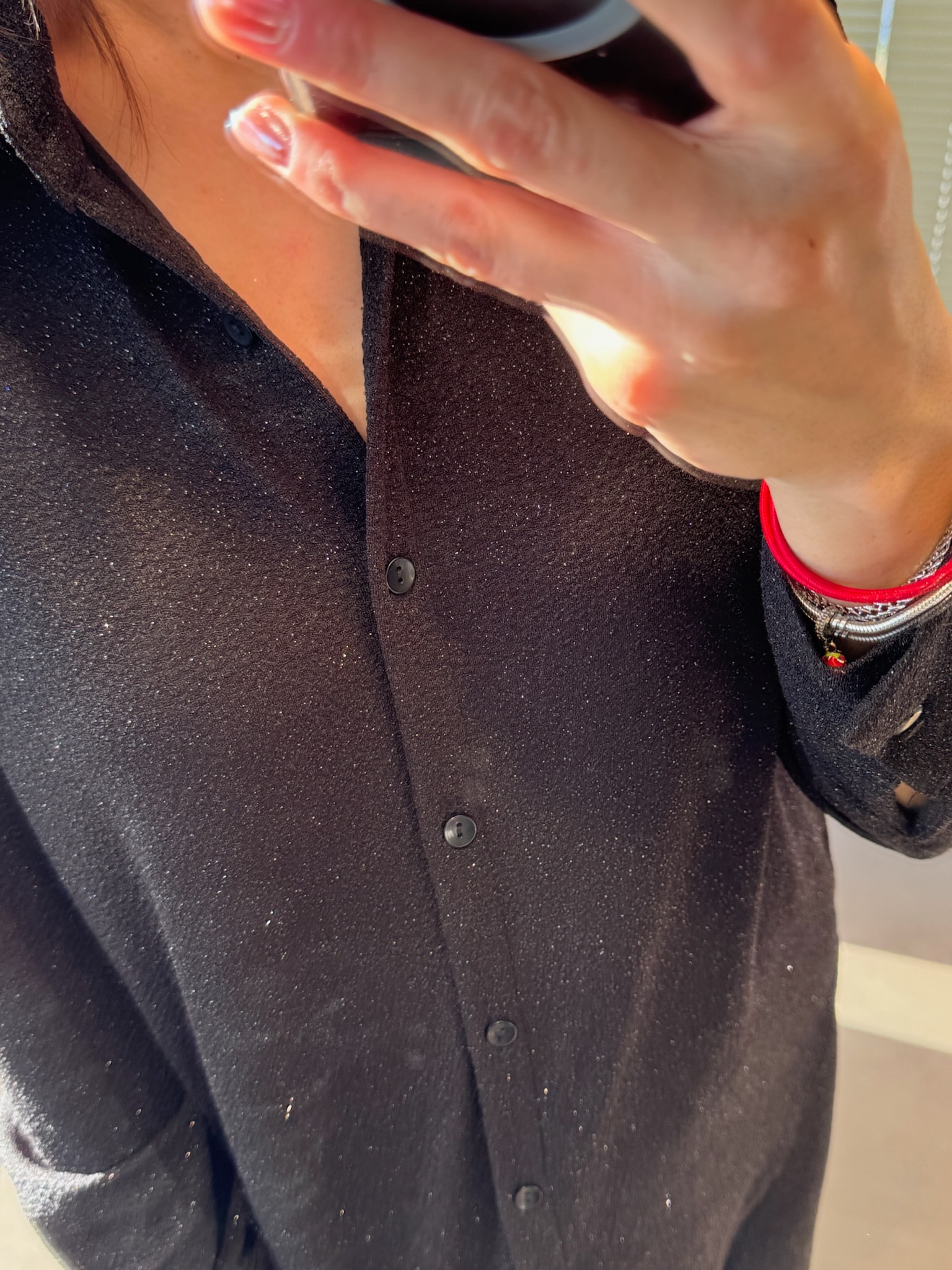 Simli Gömlek Takım-Siyah