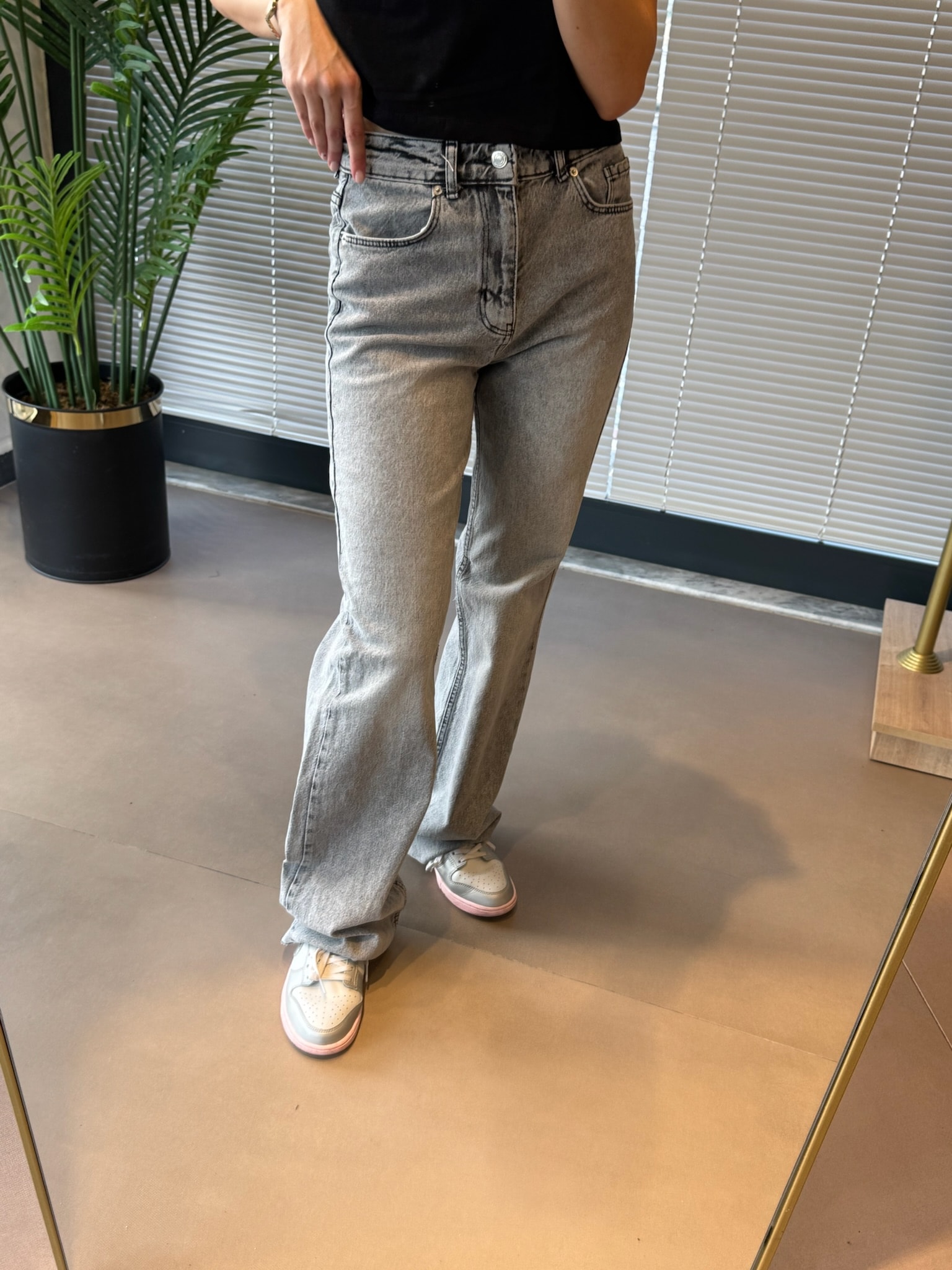 Orijinal Marka |Yüksel Bel |Kesik Paça Jean - açık gri