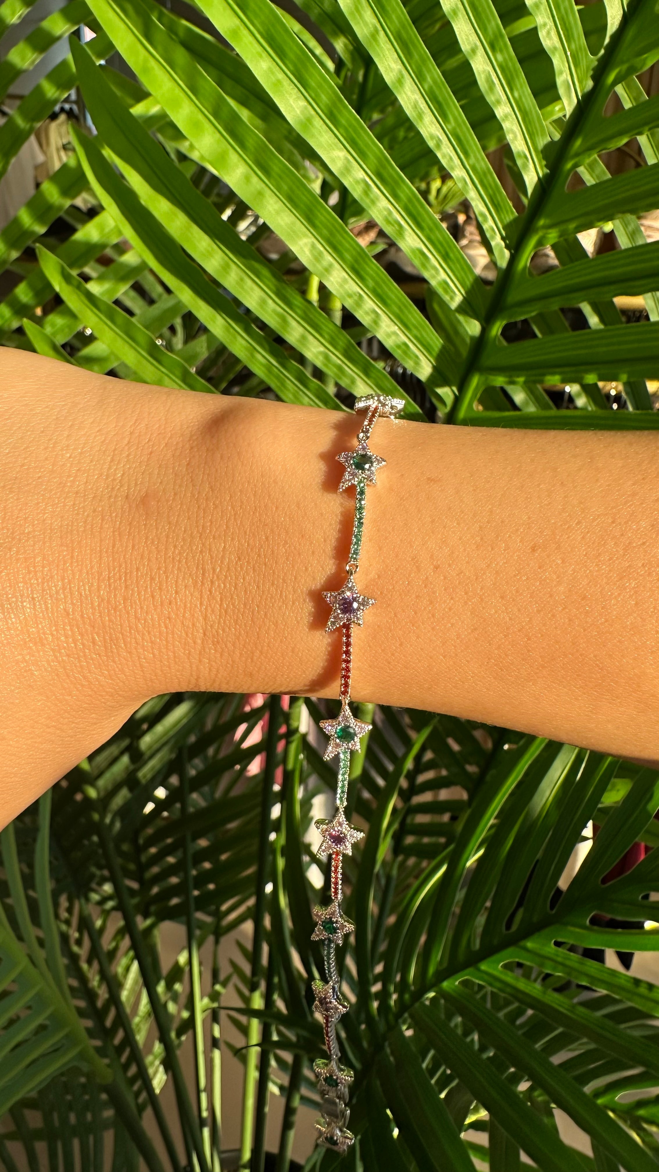 Xupıng Yıldız Bileklik - Renkli Taş Gümüş