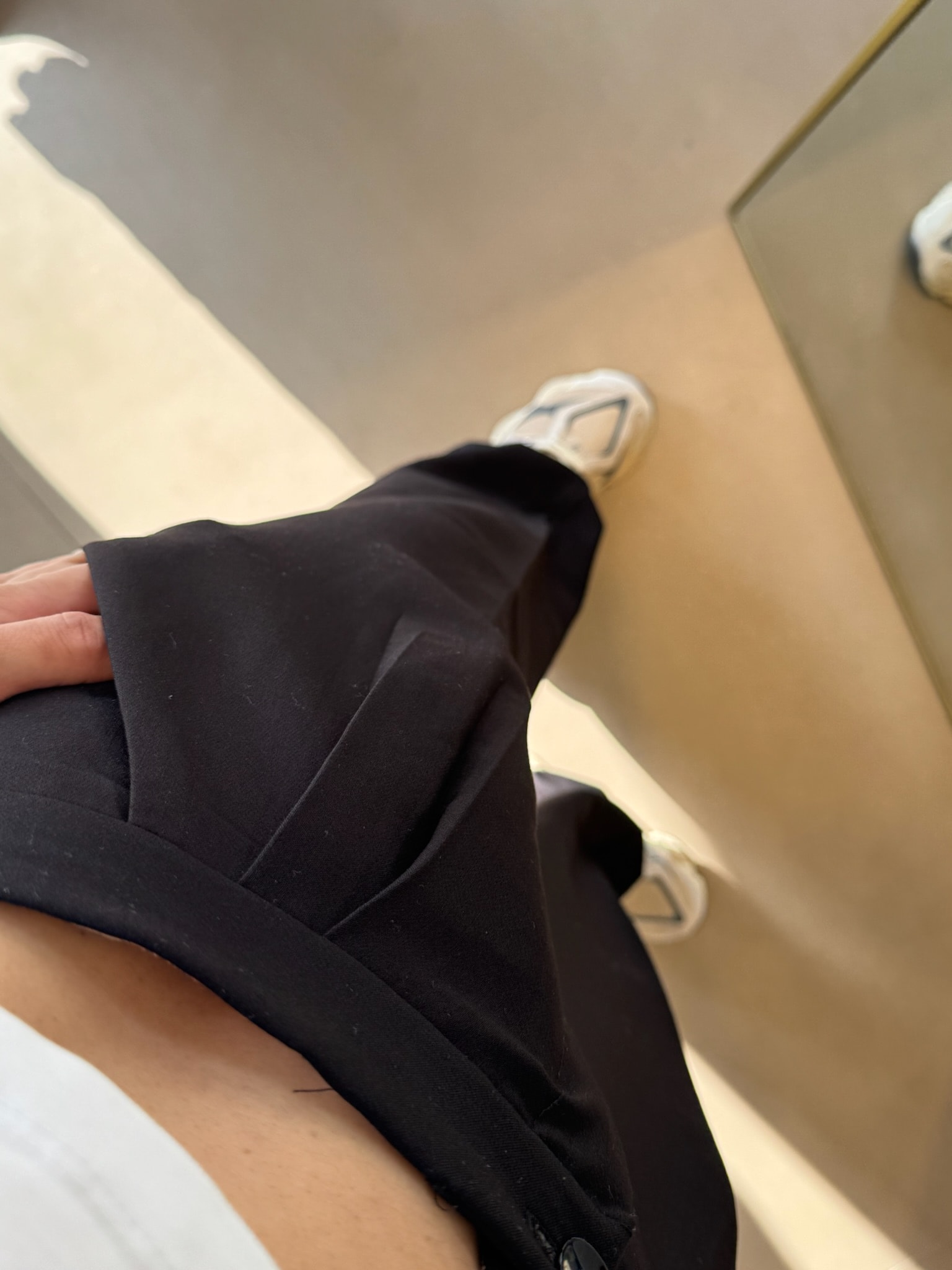 Kumaş Düz Paça Palazzo Pantolon-Siyah