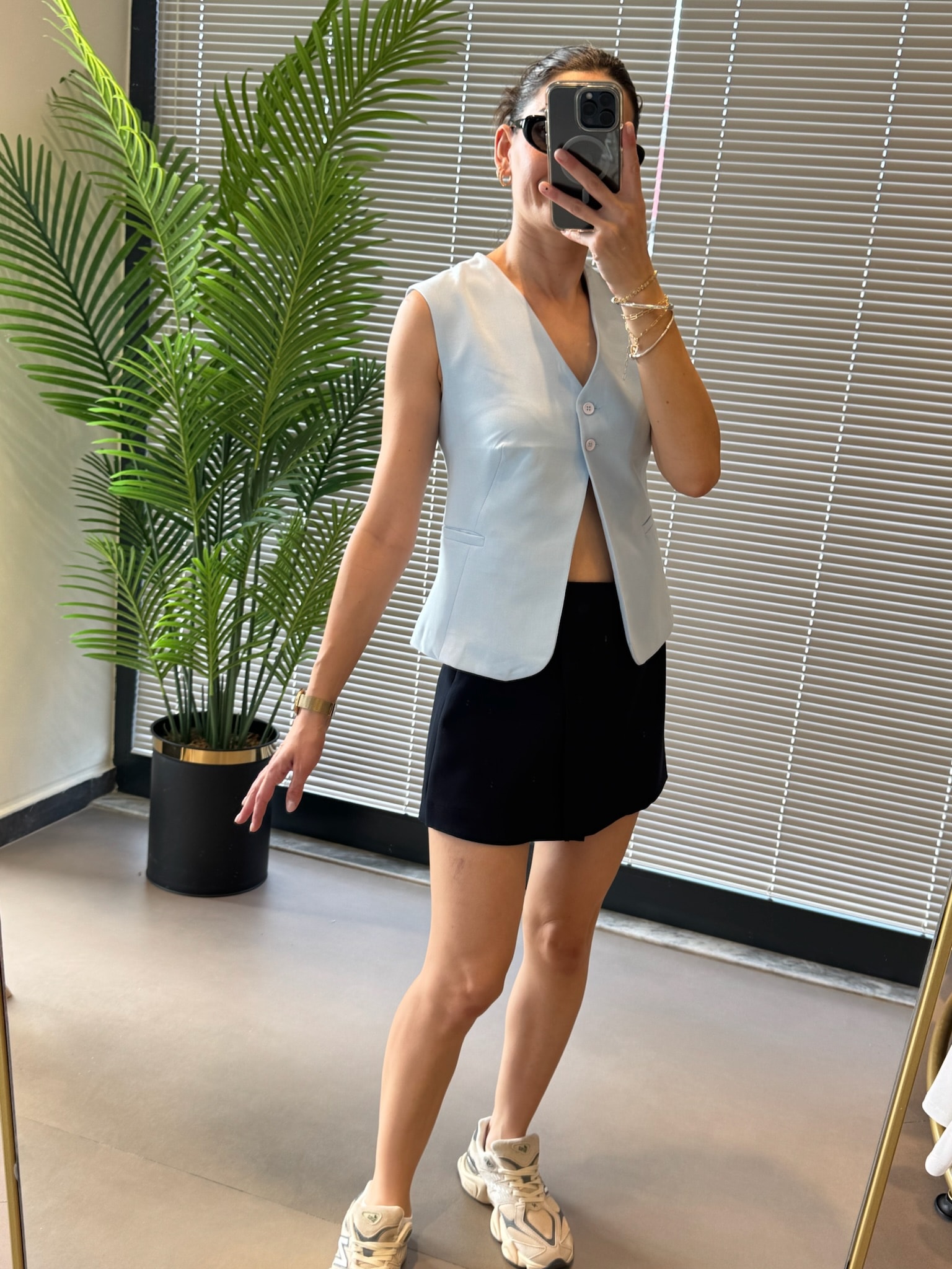 Orijinal Marka Kumaş Şort Etek - siyah