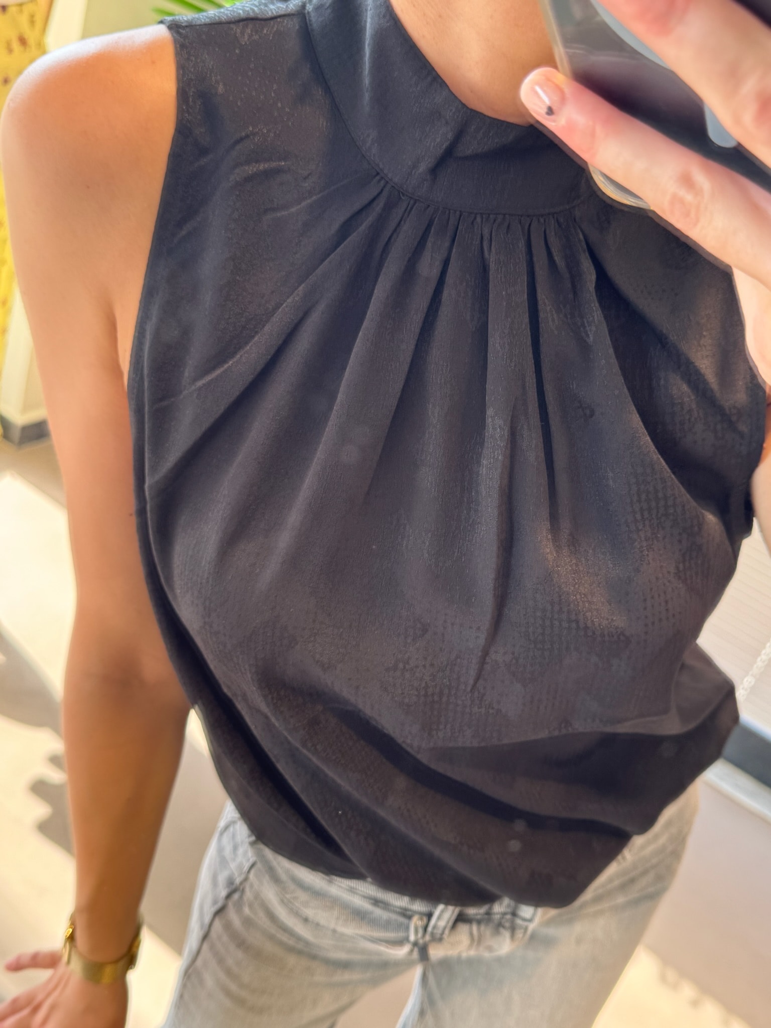 Orijinal Marka İthal Sırt Dekolte Saten Bluz-Siyah