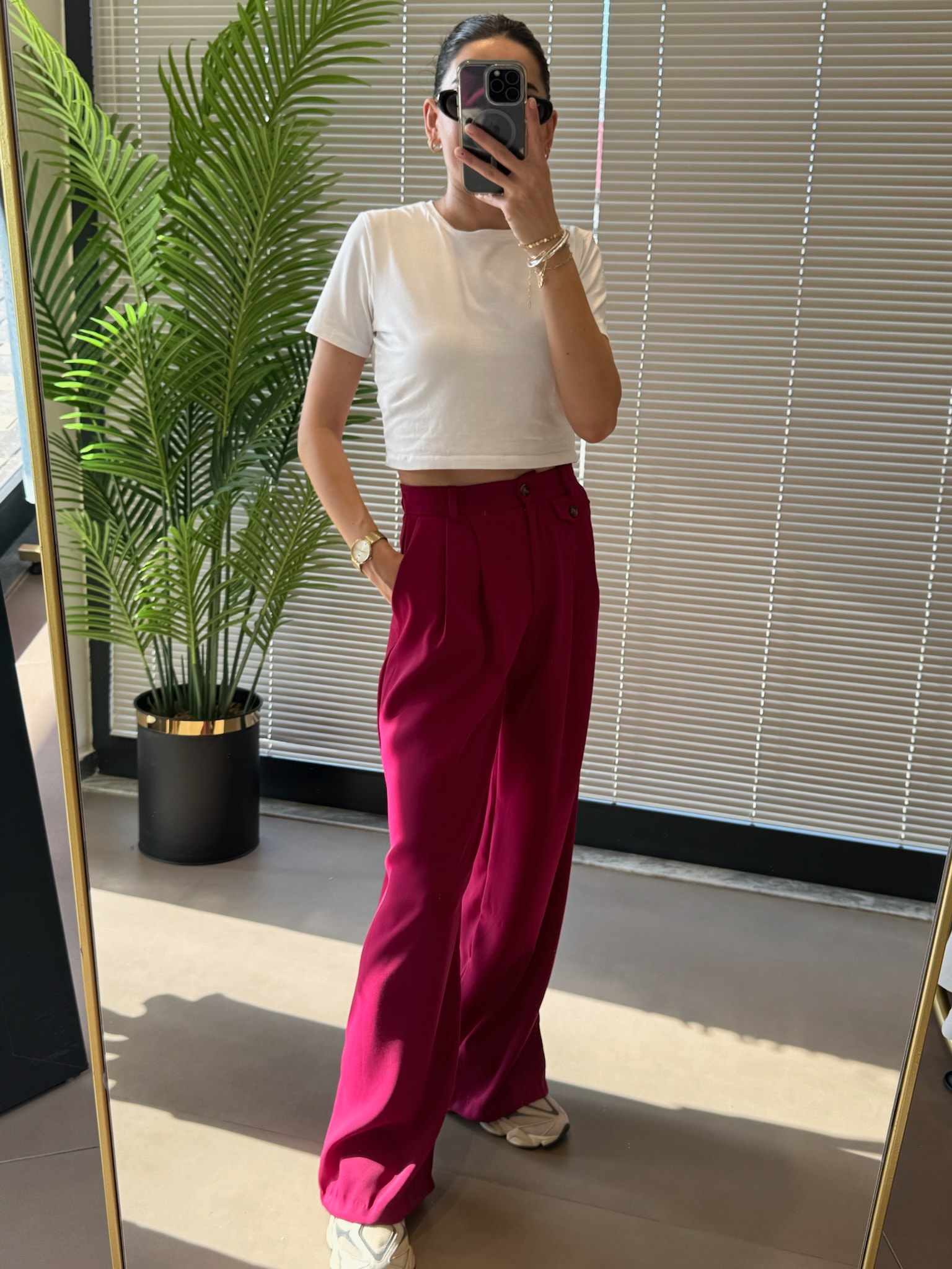 Pileli Palazzo Pantolon-Vişne