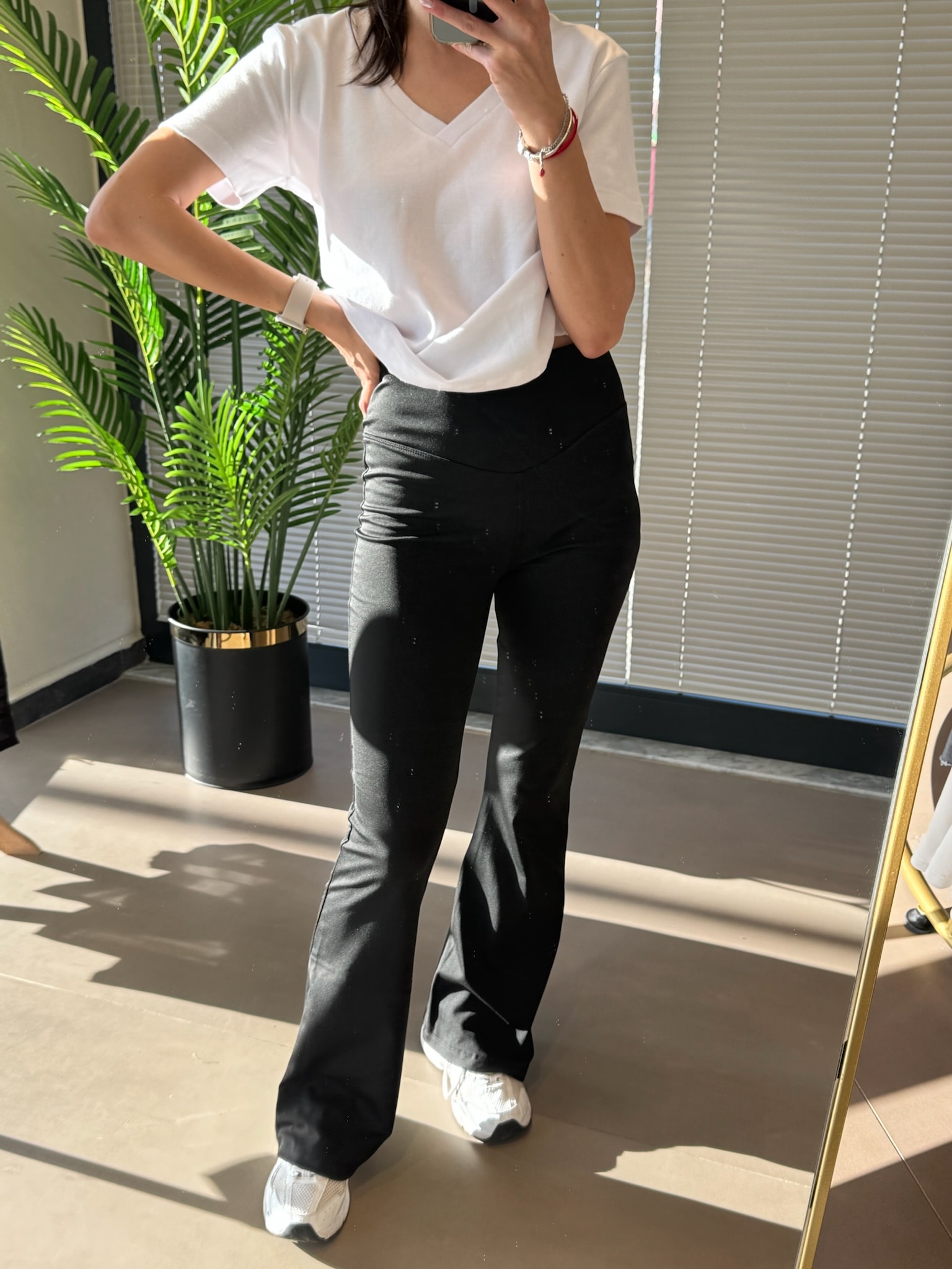 Hige Rise Orijinal Marka İnce Şardonlu İspanyol Tayt-Siyah