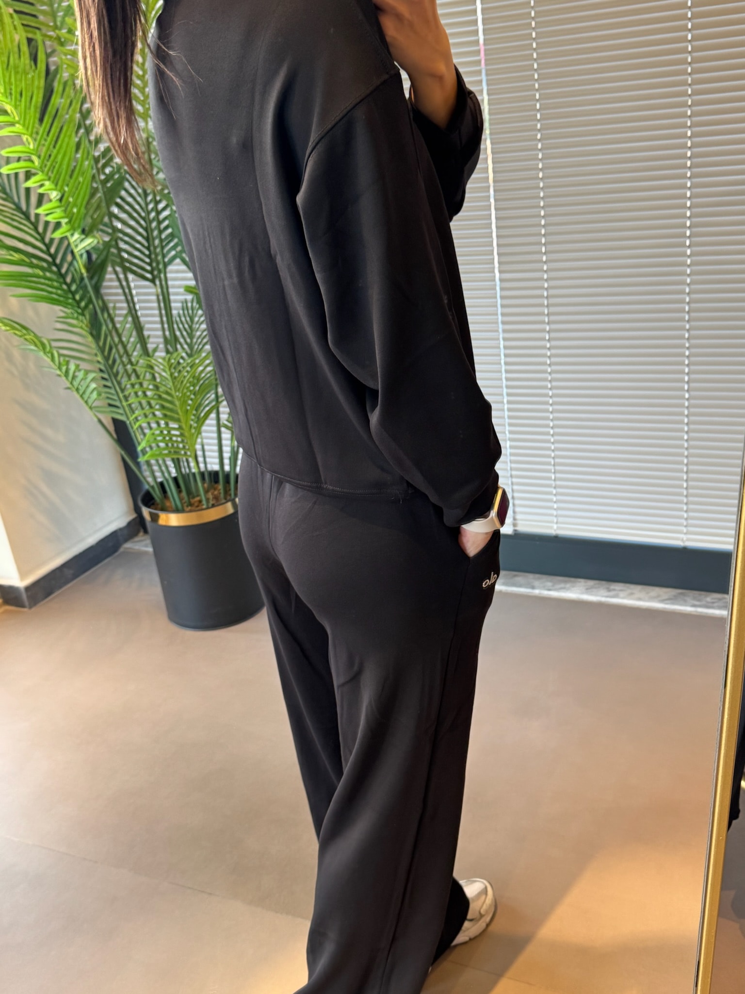 Modal Kumaş Dik Yaka Fermuarlı Palazzo Eşofman Takım | Siyah