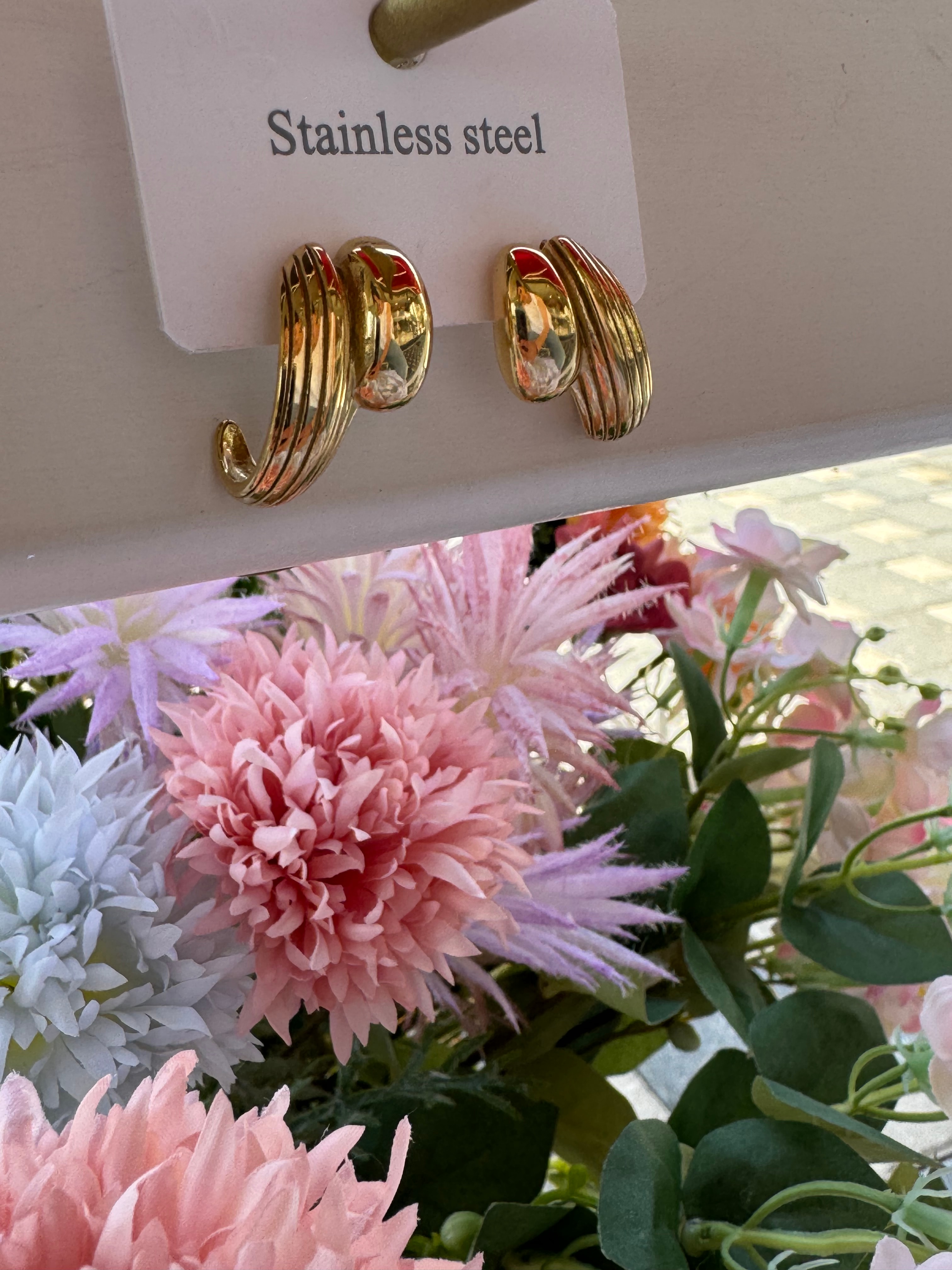 Damla Küpe Çelik-Gold