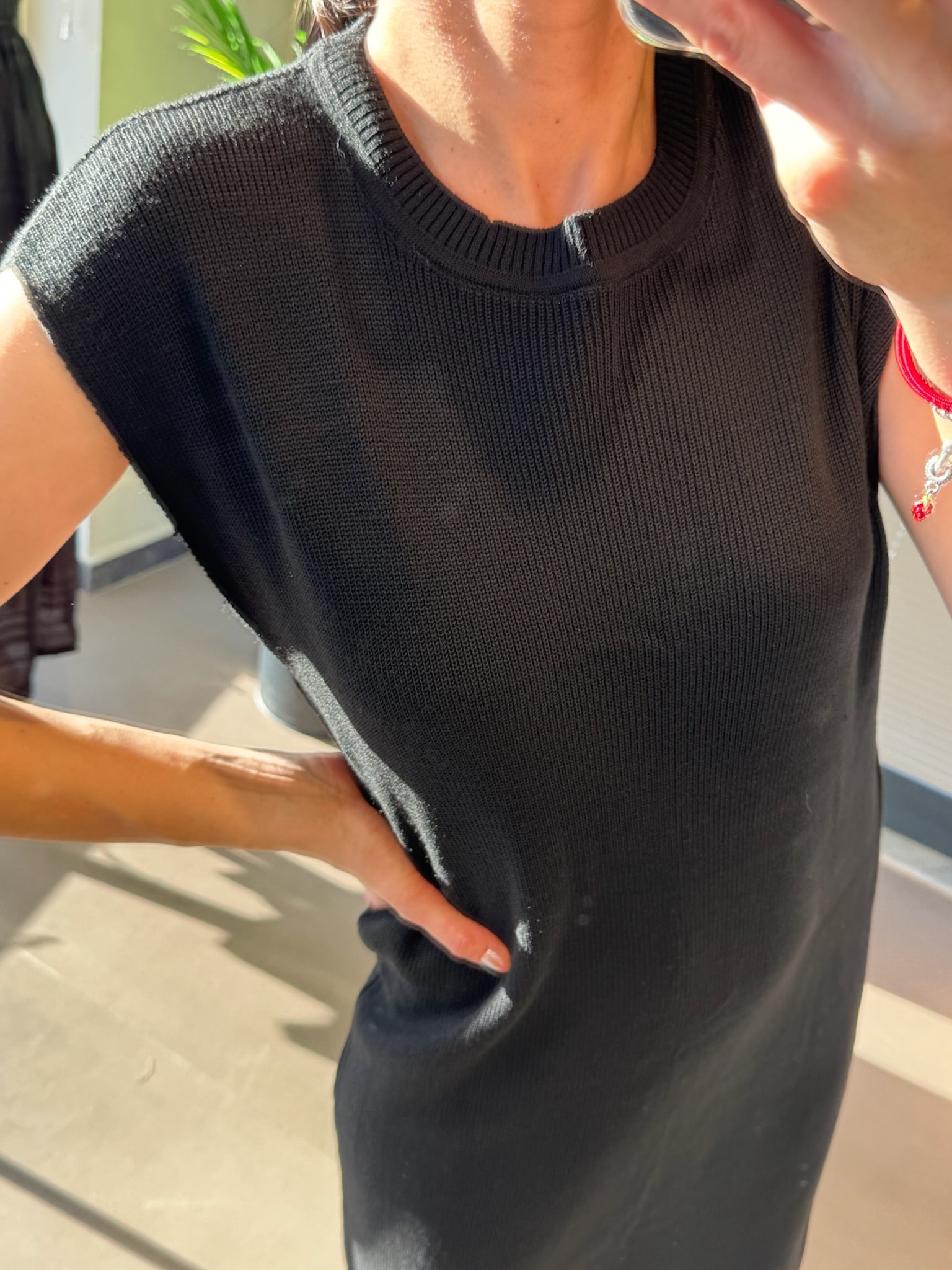 Derin Kol Triko Midi Boy Elbise