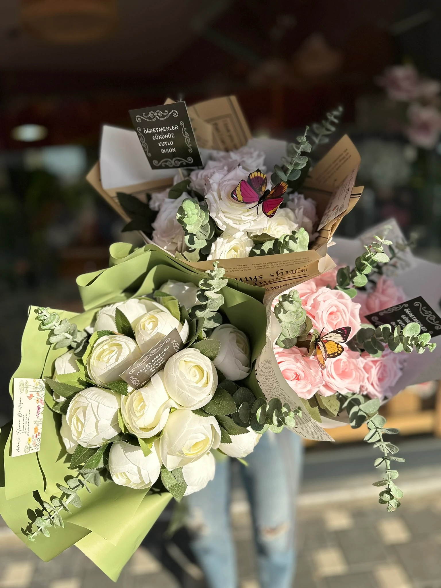 Şakayık | Pink Rose | White Rose Aranjman