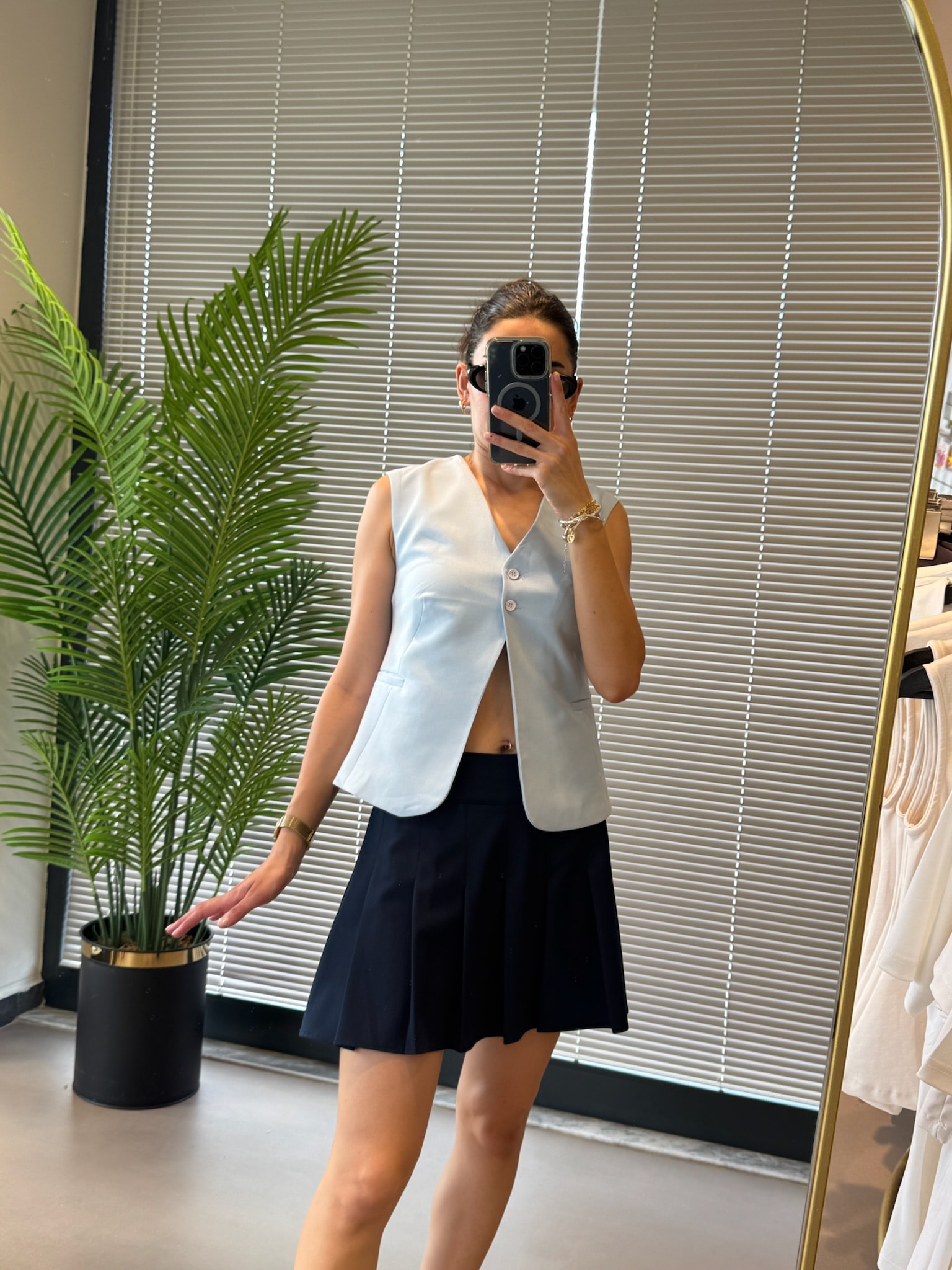 Orijinal Marka Pileli Düşük Bel Etek - Lacivert