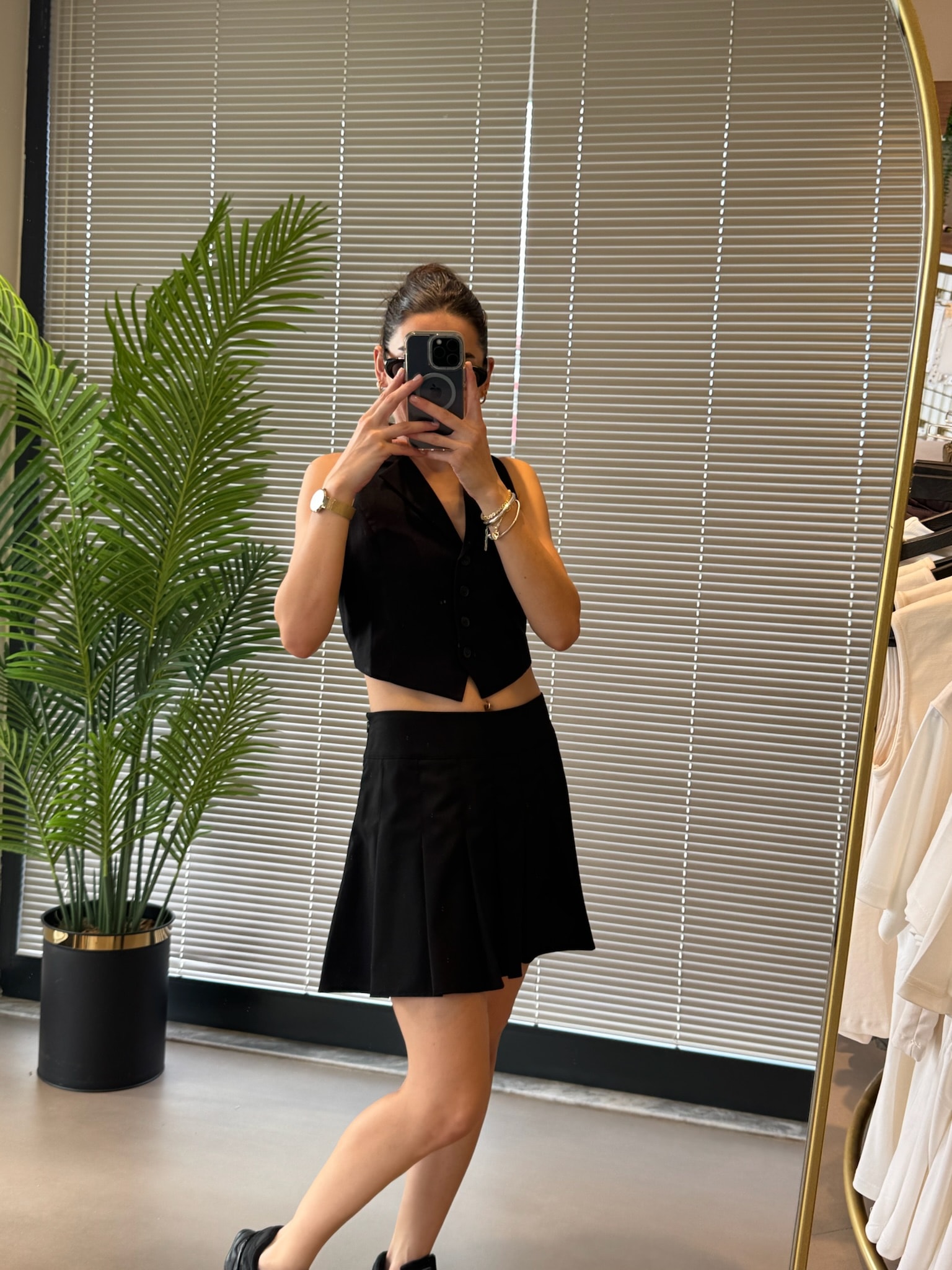 Orijinal Marka Pileli Düşük Bel Etek - siyah