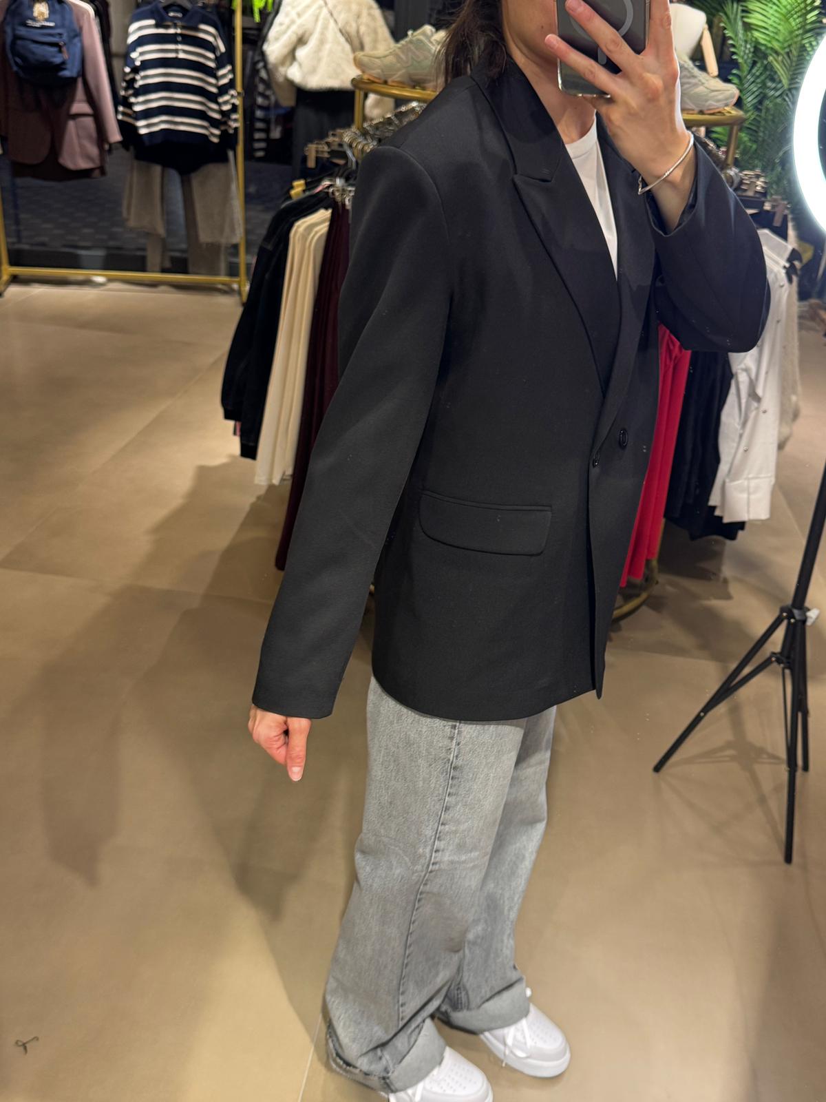 ZR Marka Oversize Blazer-Siyah