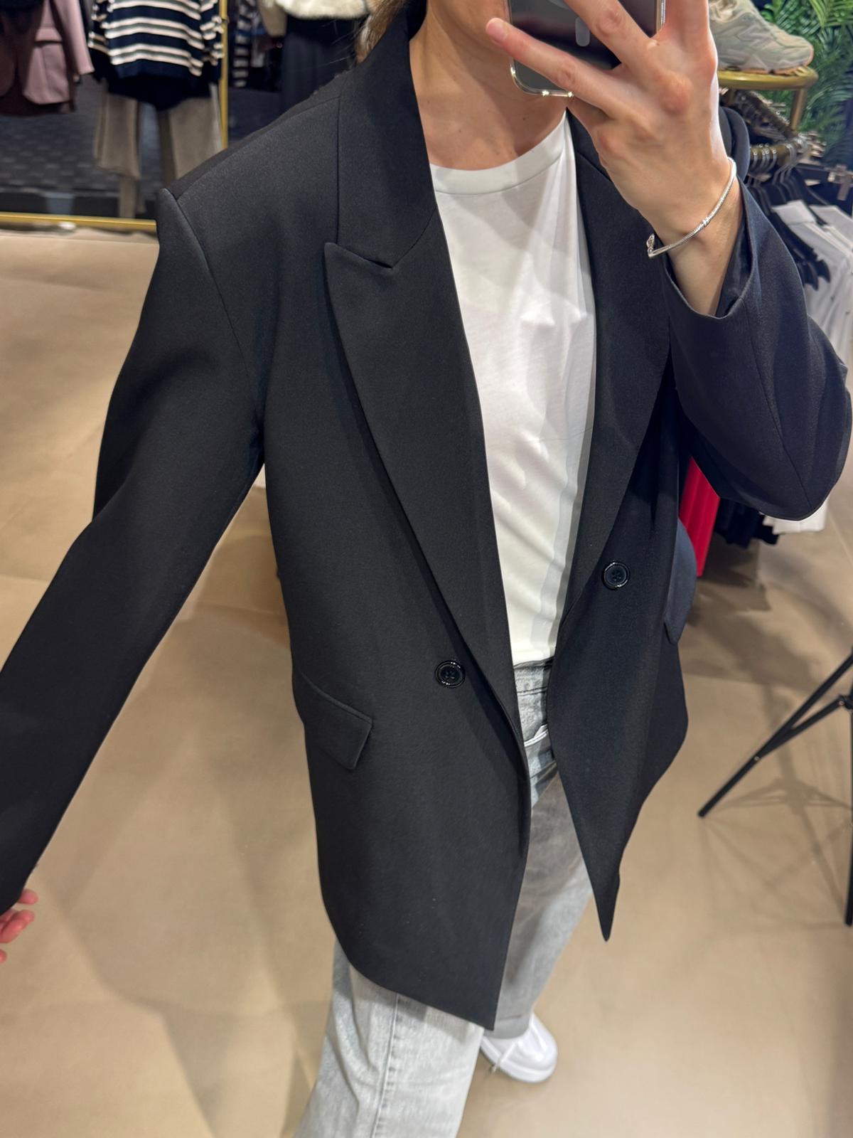 ZR Marka Oversize Blazer-Siyah