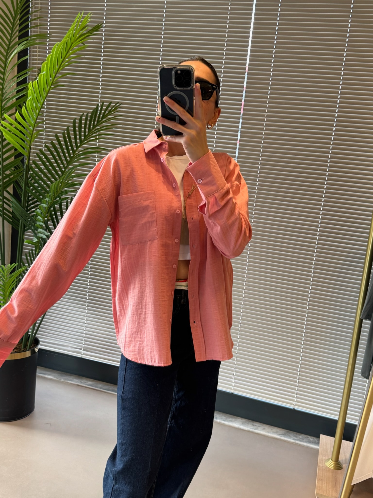 Orijinal Marka Keten Gömlek - Gül Kurusu