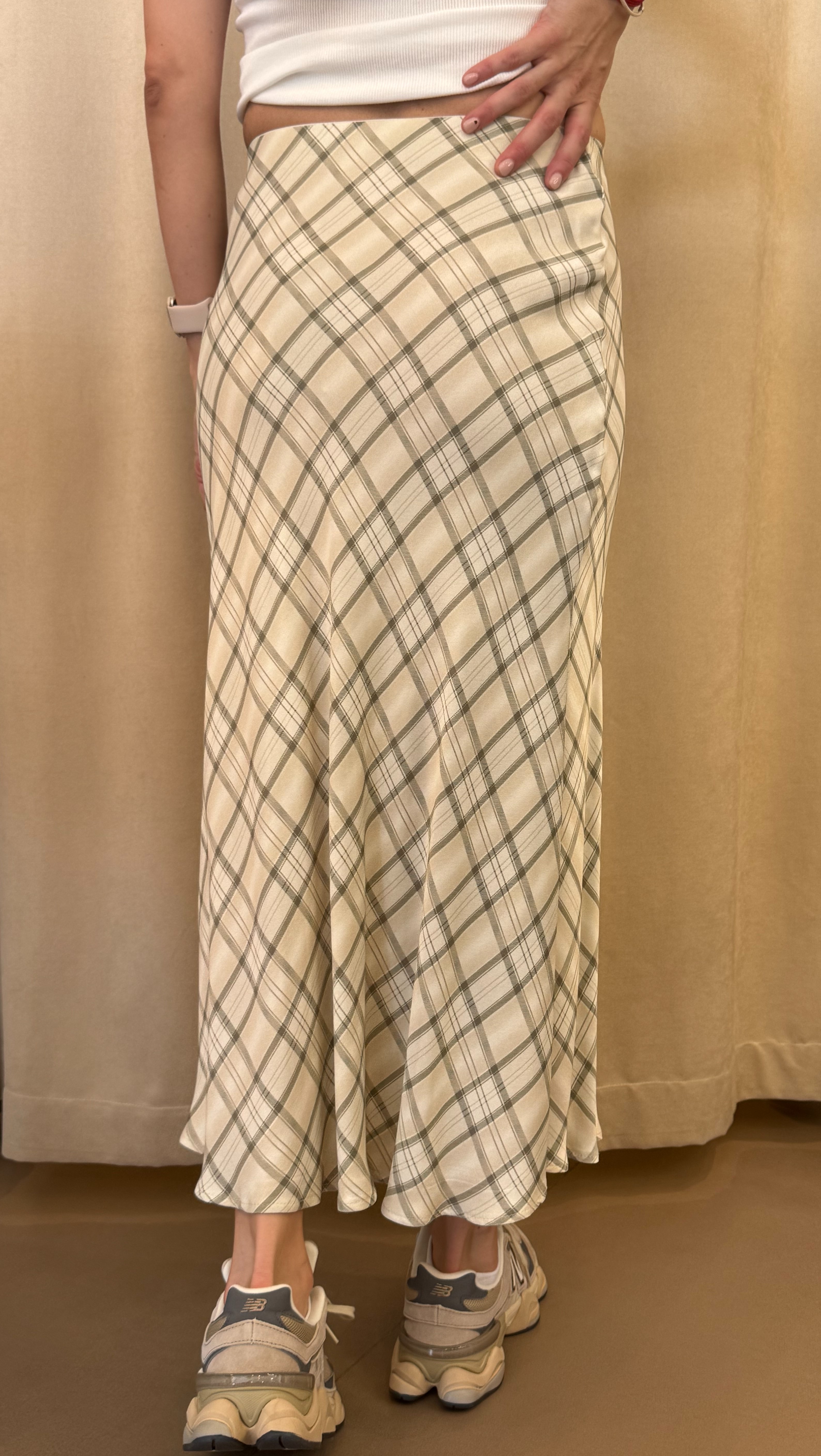 Ekose Saten Etek-Ekru