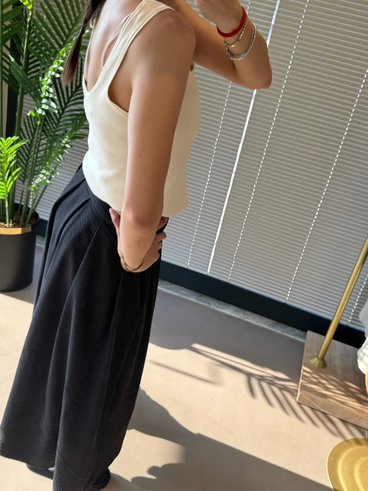 Geniş Pile Etek-Siyah