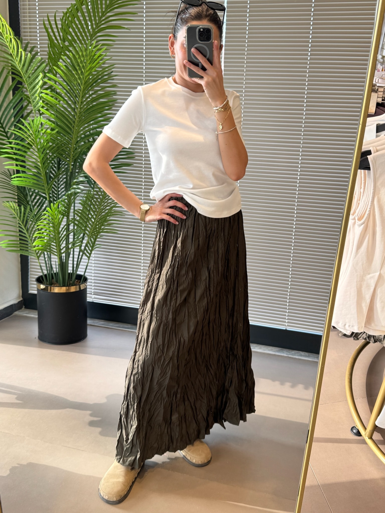 Kraş Bilek Boy Etek-Yeşil