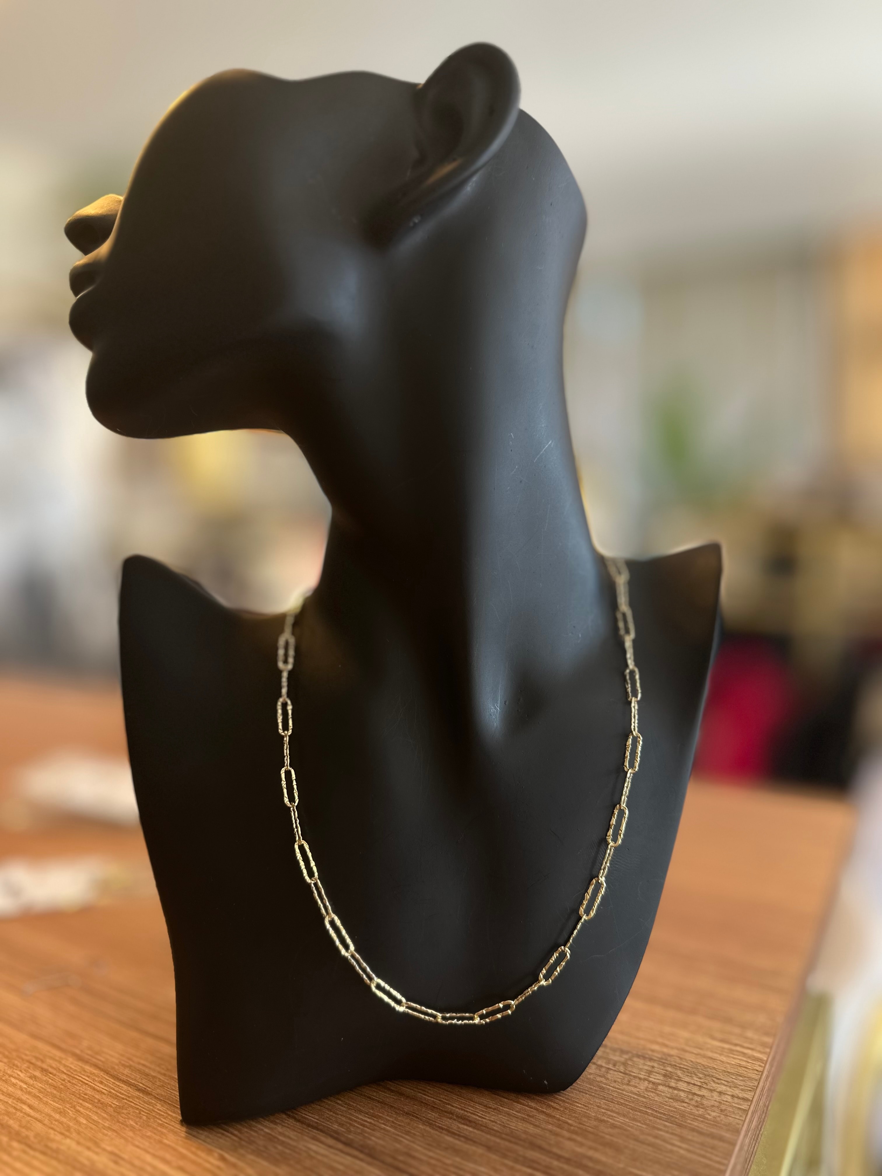 Halka  Zincir Ezme Kolye-Gold