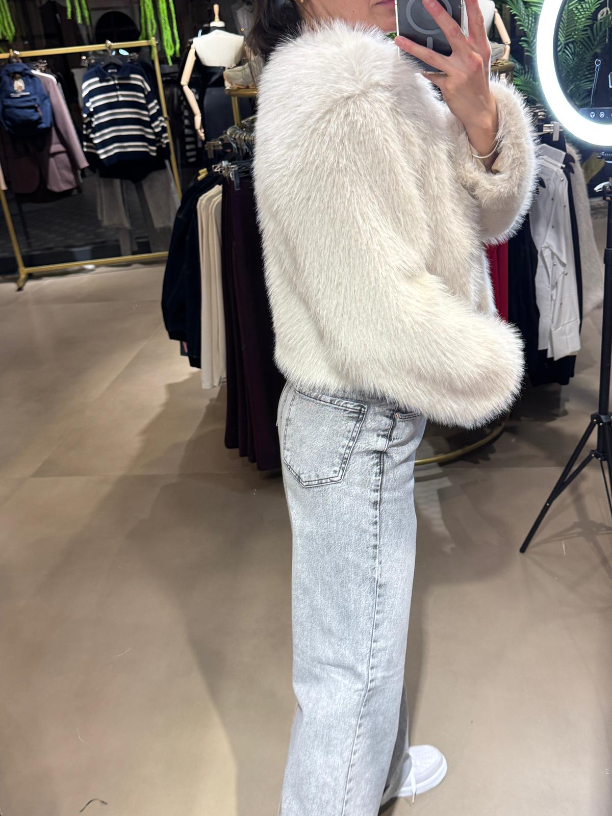 Peluş Kürk Ceket-Taş