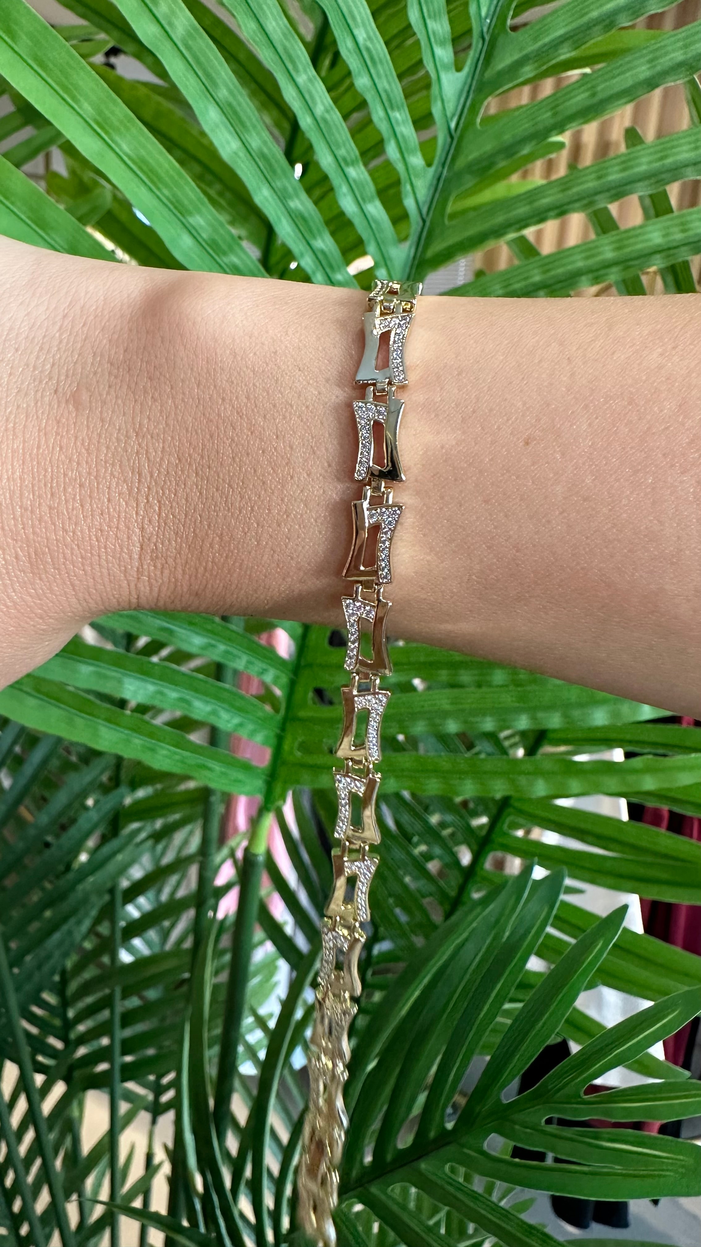 Xupıng Dörtgen Motif Bileklik-Gold