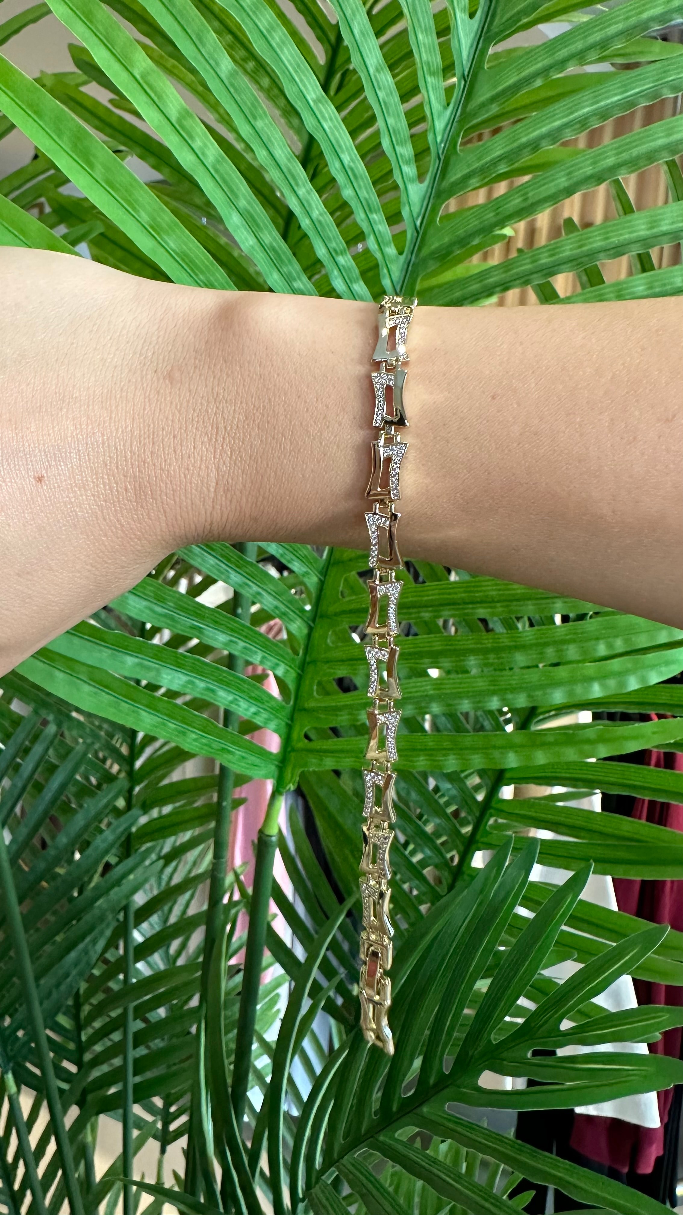 Xupıng Dörtgen Motif Bileklik-Gold