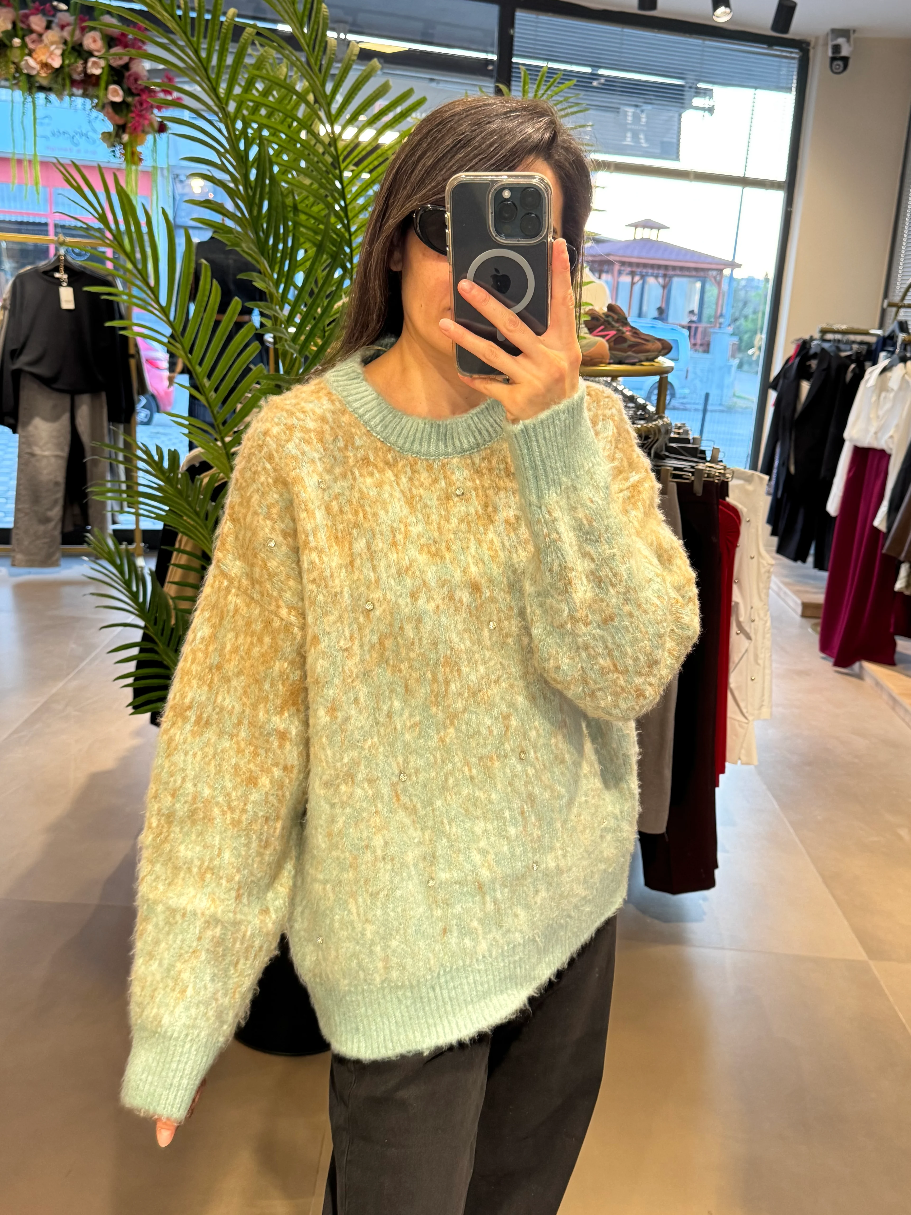 Orijinal Marka Yün Taş Detaylı Kazak pkyl