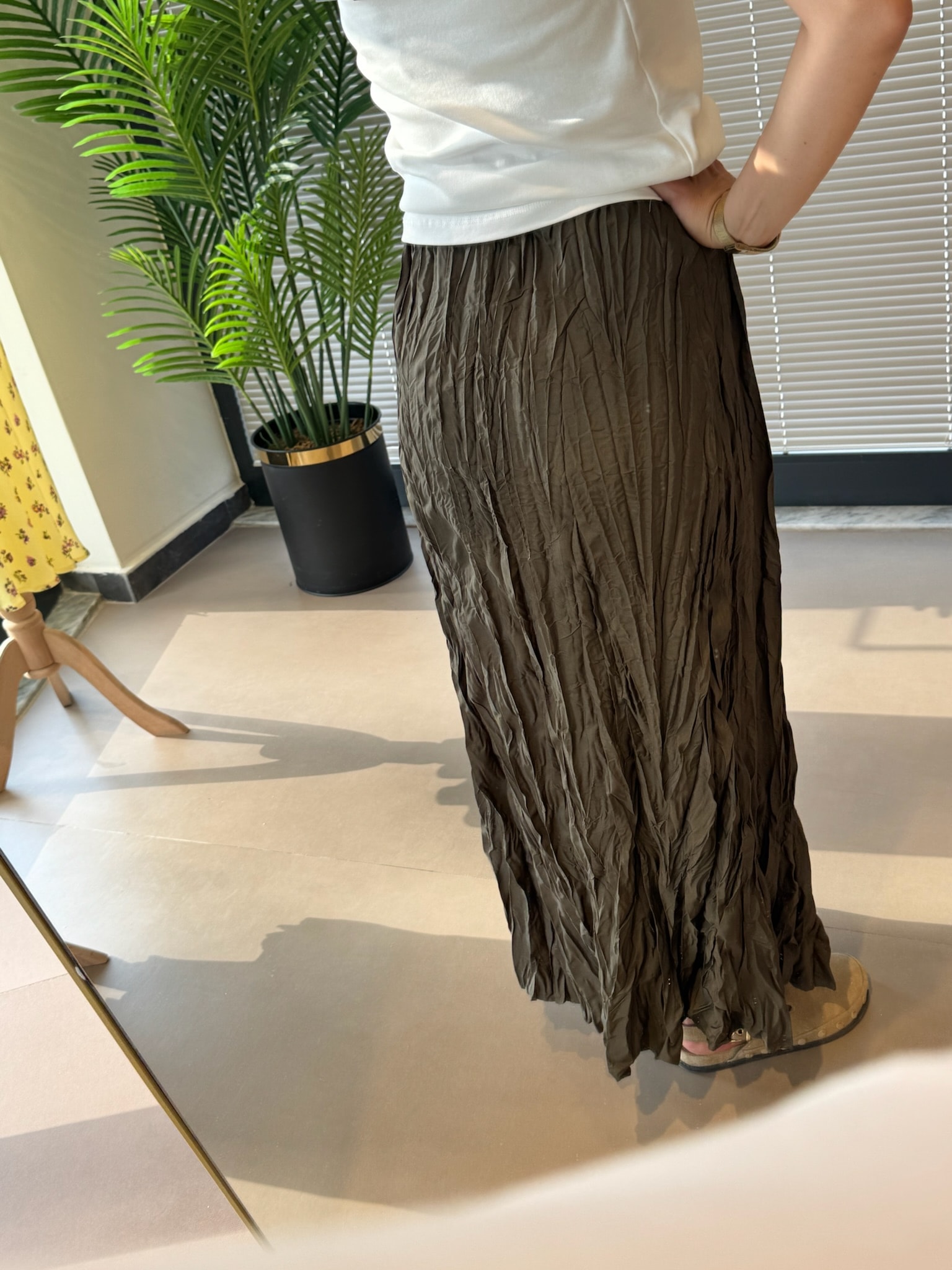 Kraş Bilek Boy Etek-Yeşil