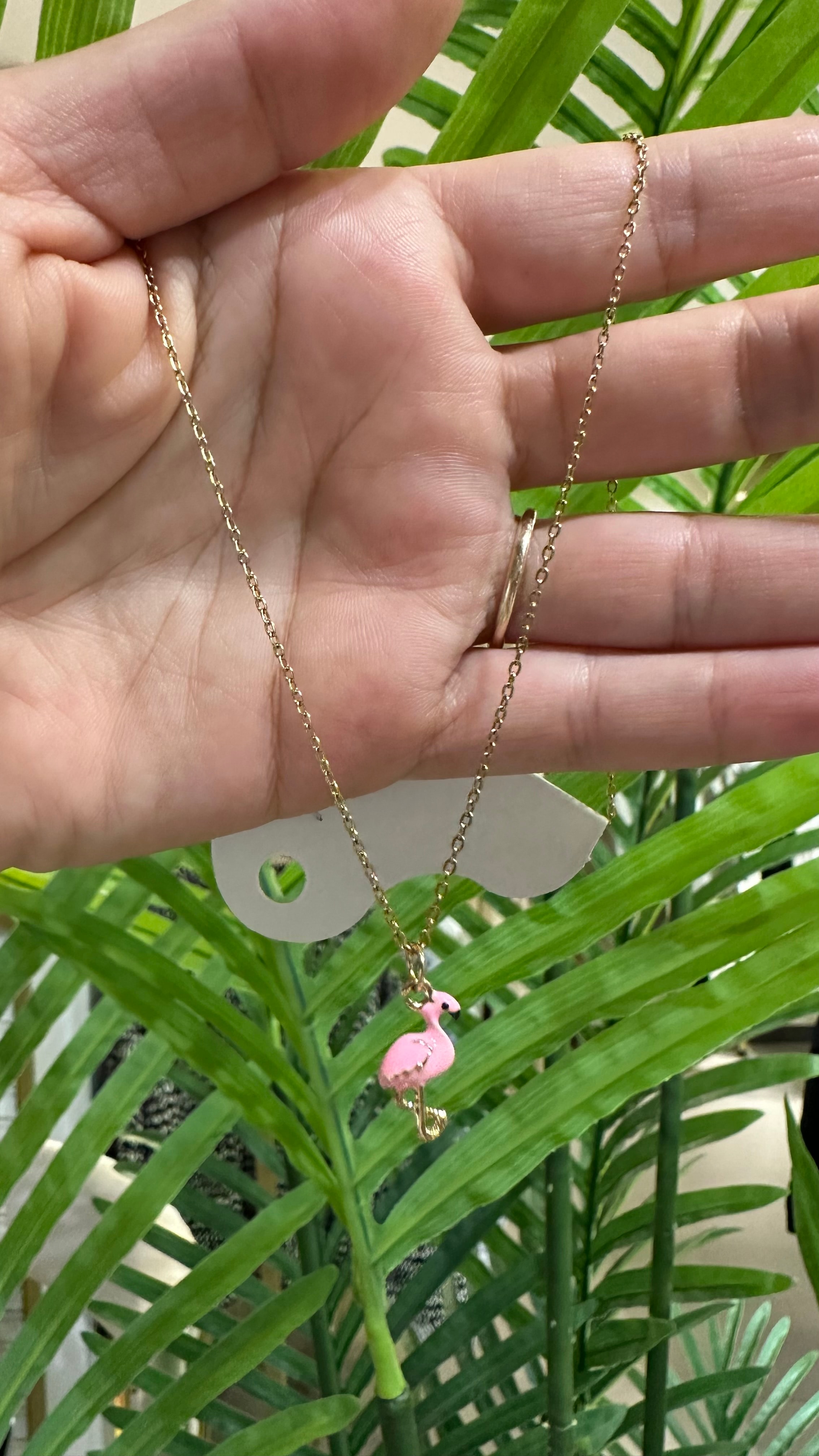 Figürlü Çelik Kolye - Flamingo-Pembe