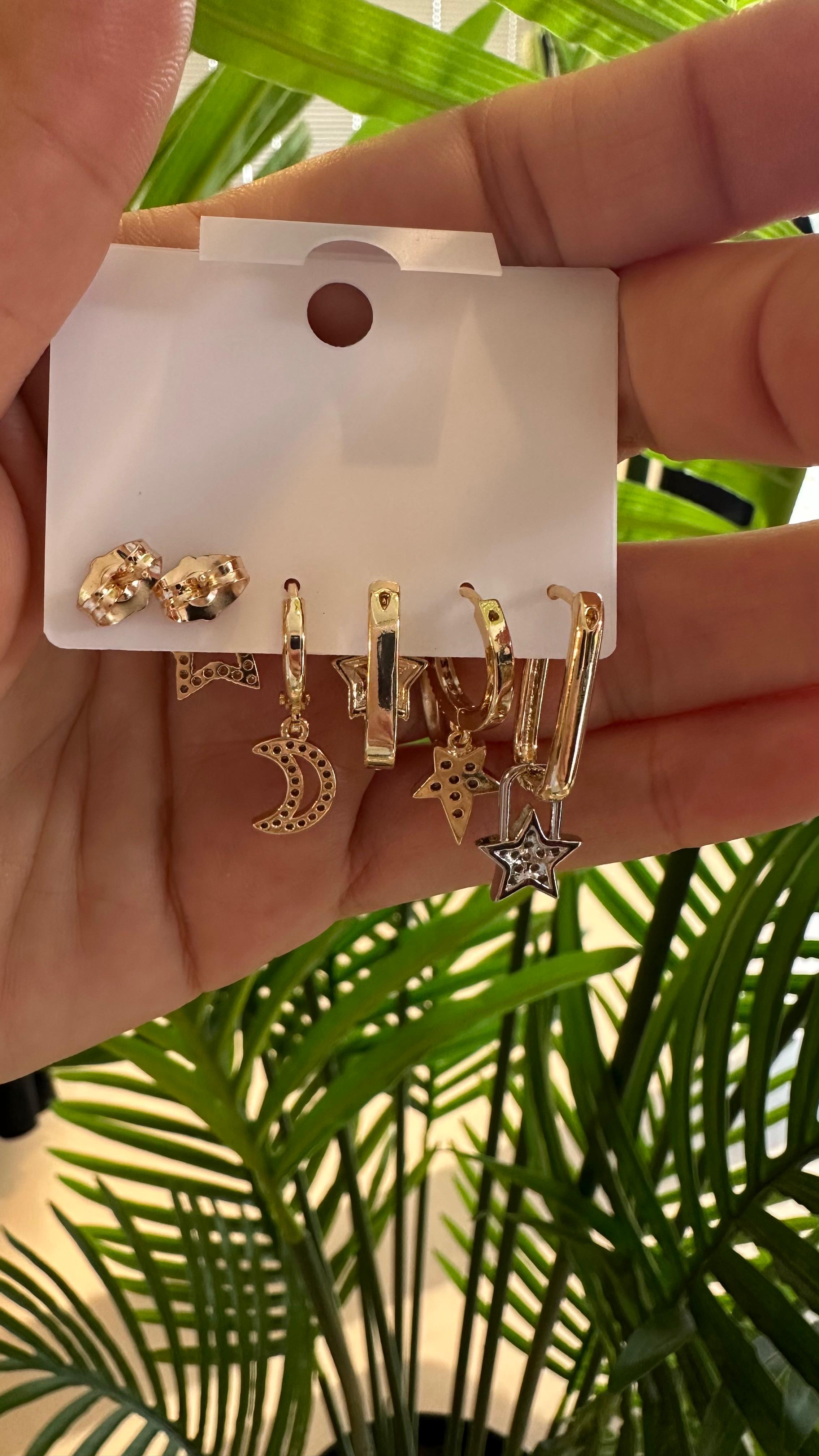 Ysx 6'lı Küpe Seti-Gold