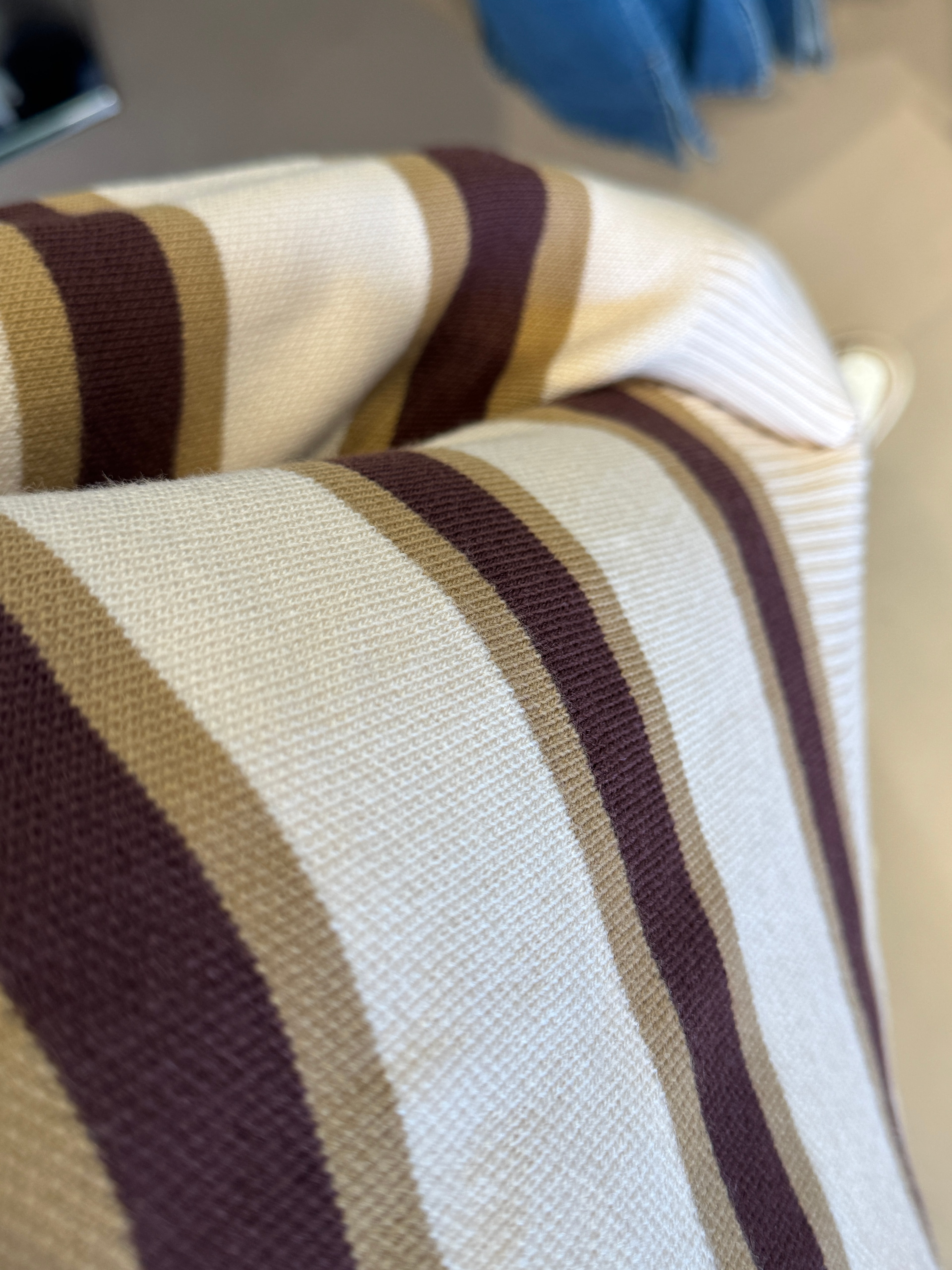 Premium Polo Yaka Çizgili Triko| Vanilya-Cherry