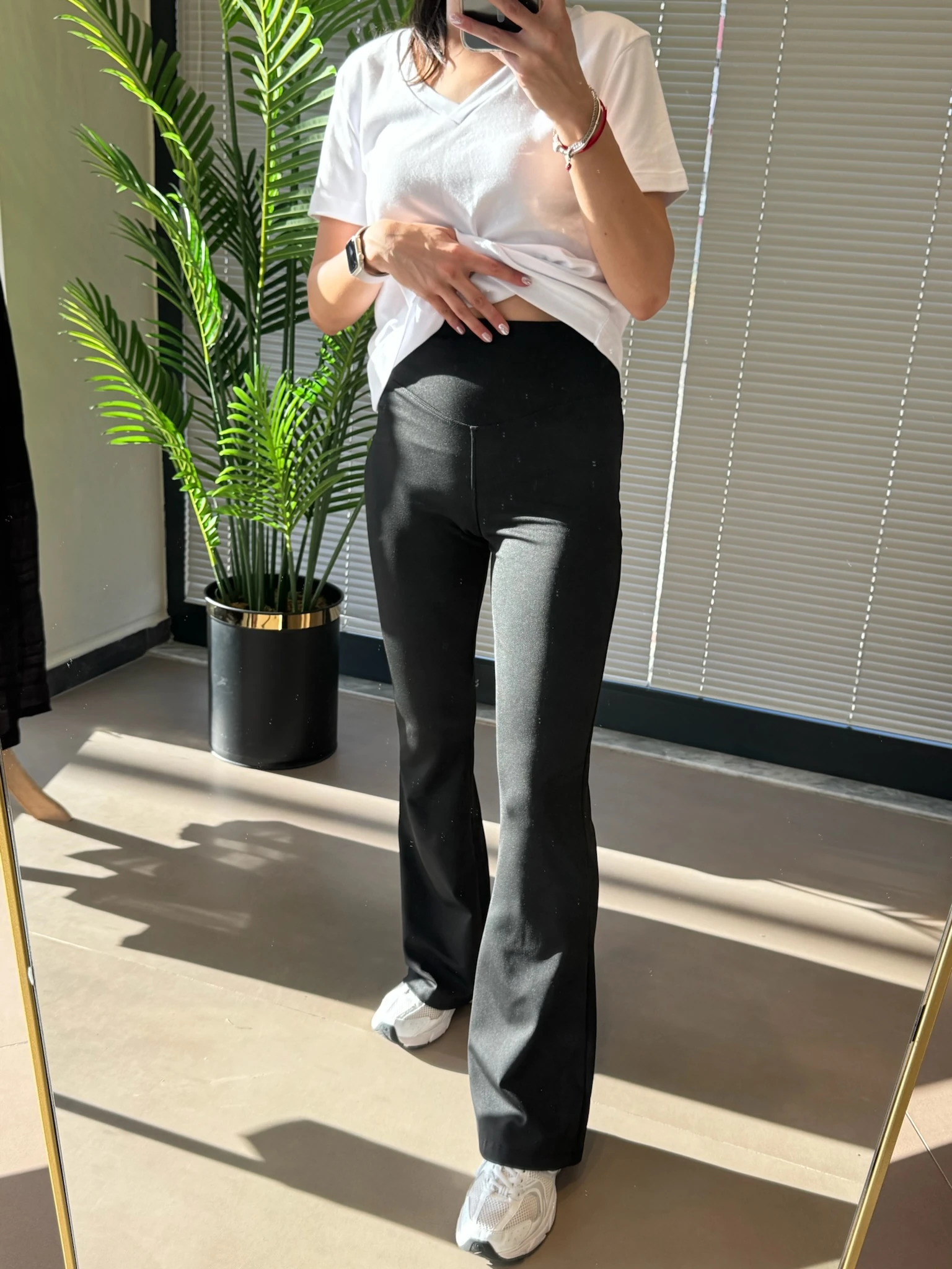 Hige Rise Orijinal Marka İnce Şardonlu İspanyol Tayt-Siyah