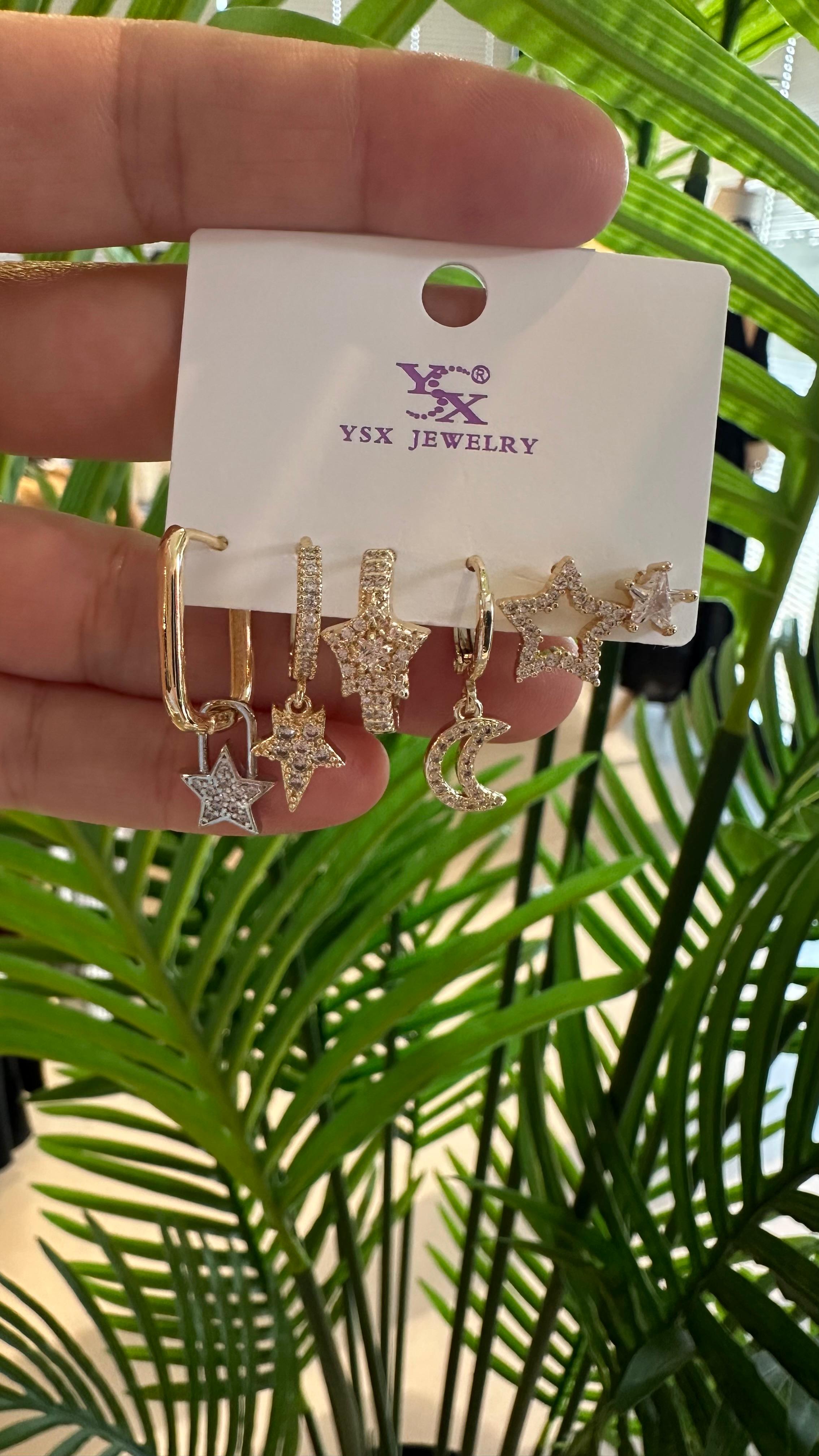 Ysx 6'lı Küpe Seti-Gold