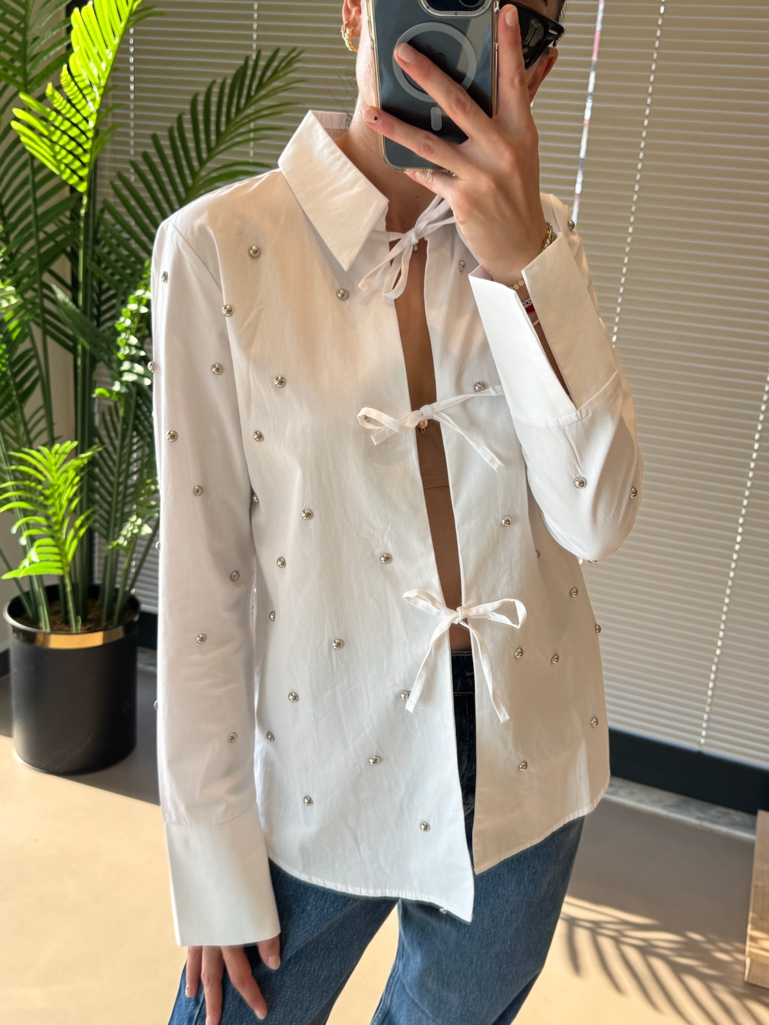 Droplu Gömlek-Beyaz