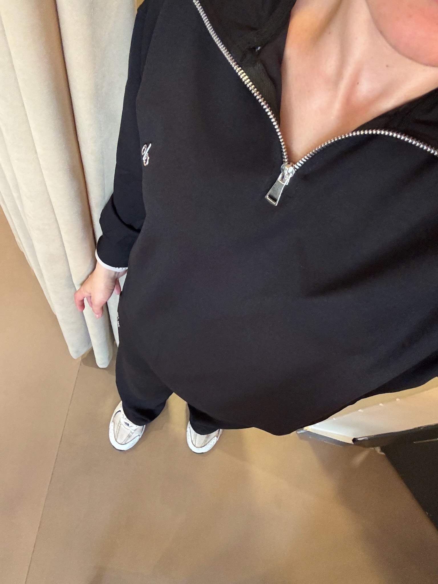 Modal Kumaş Dik Yaka Fermuarlı Palazzo Eşofman Takım | Siyah