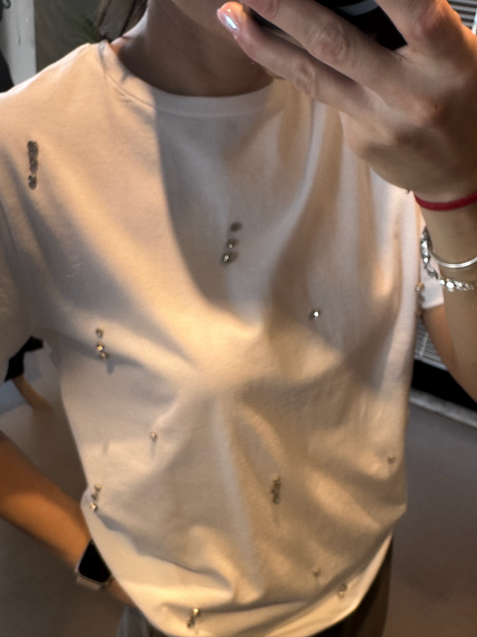 Orijinal Marka Çakma Taş Tshirt-Beyaz