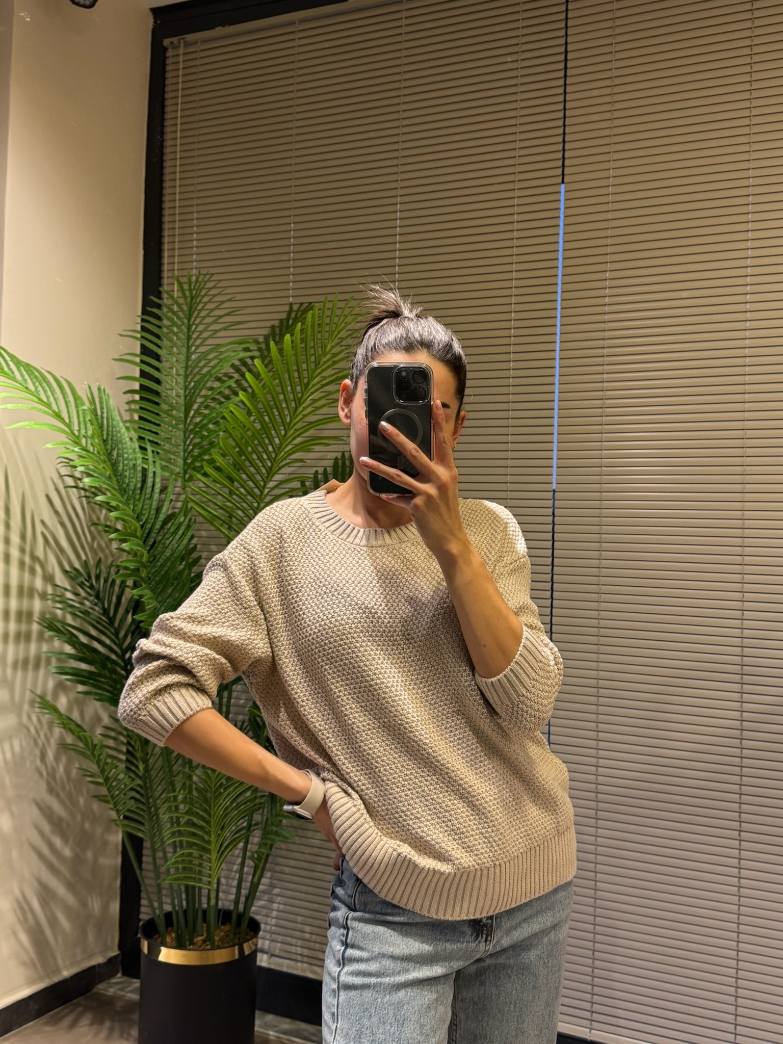 Orijinal Ürün Pamuklu Kazak - Koyu Krem